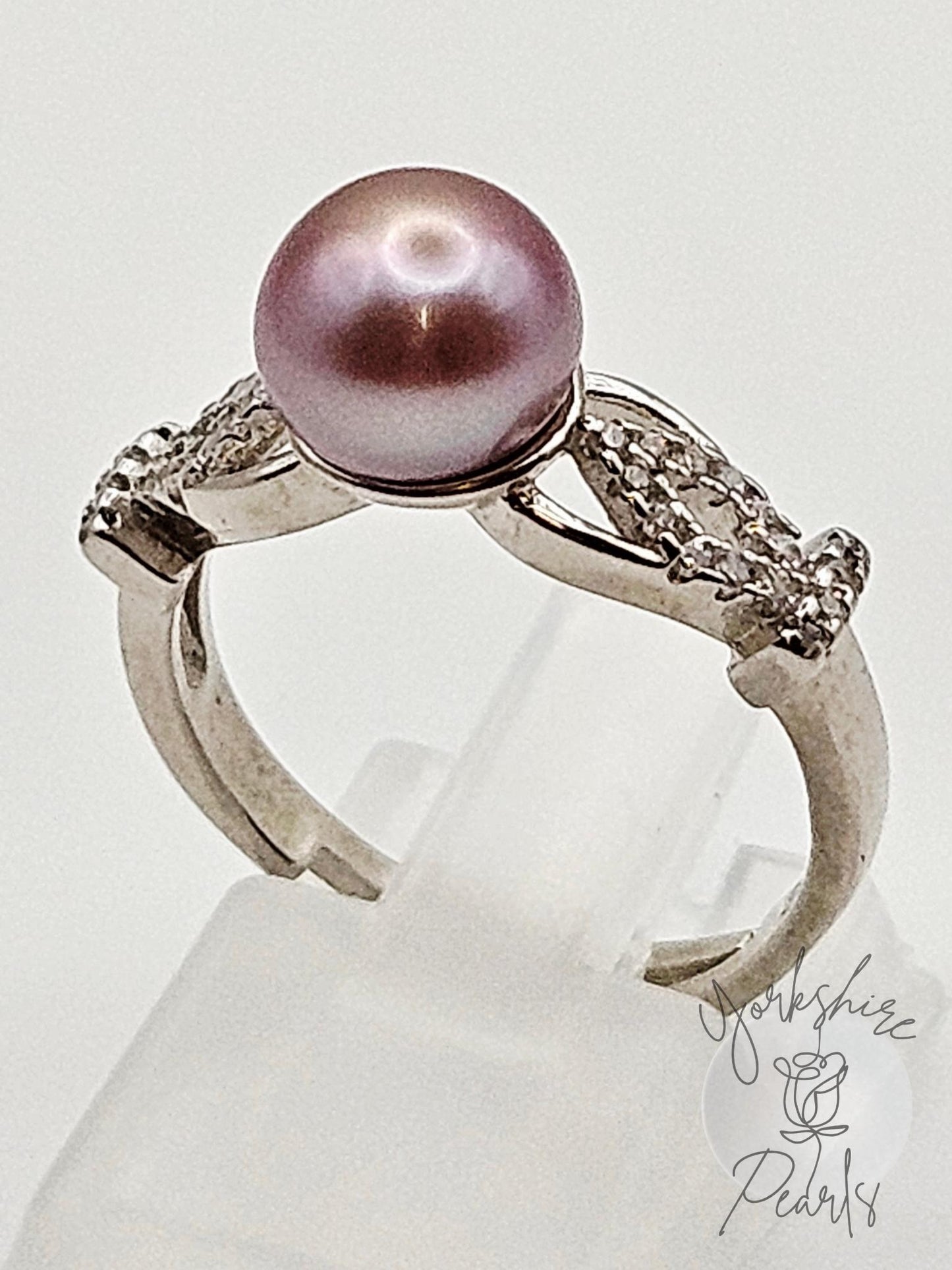 Elegant Sterling Silver Adjustable Pearl Ring