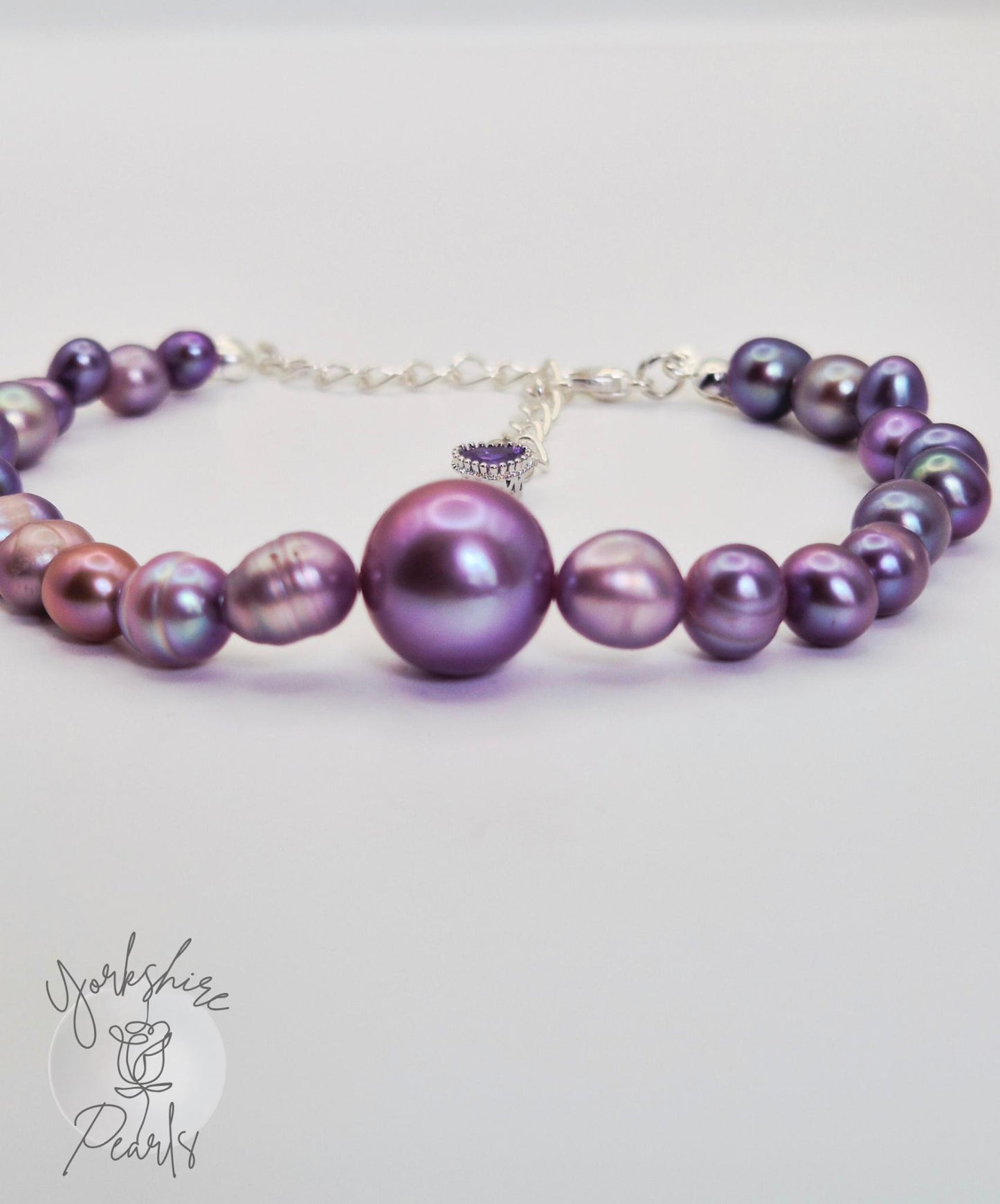 Purple Pearl Full String Bracelet With Centre Edison