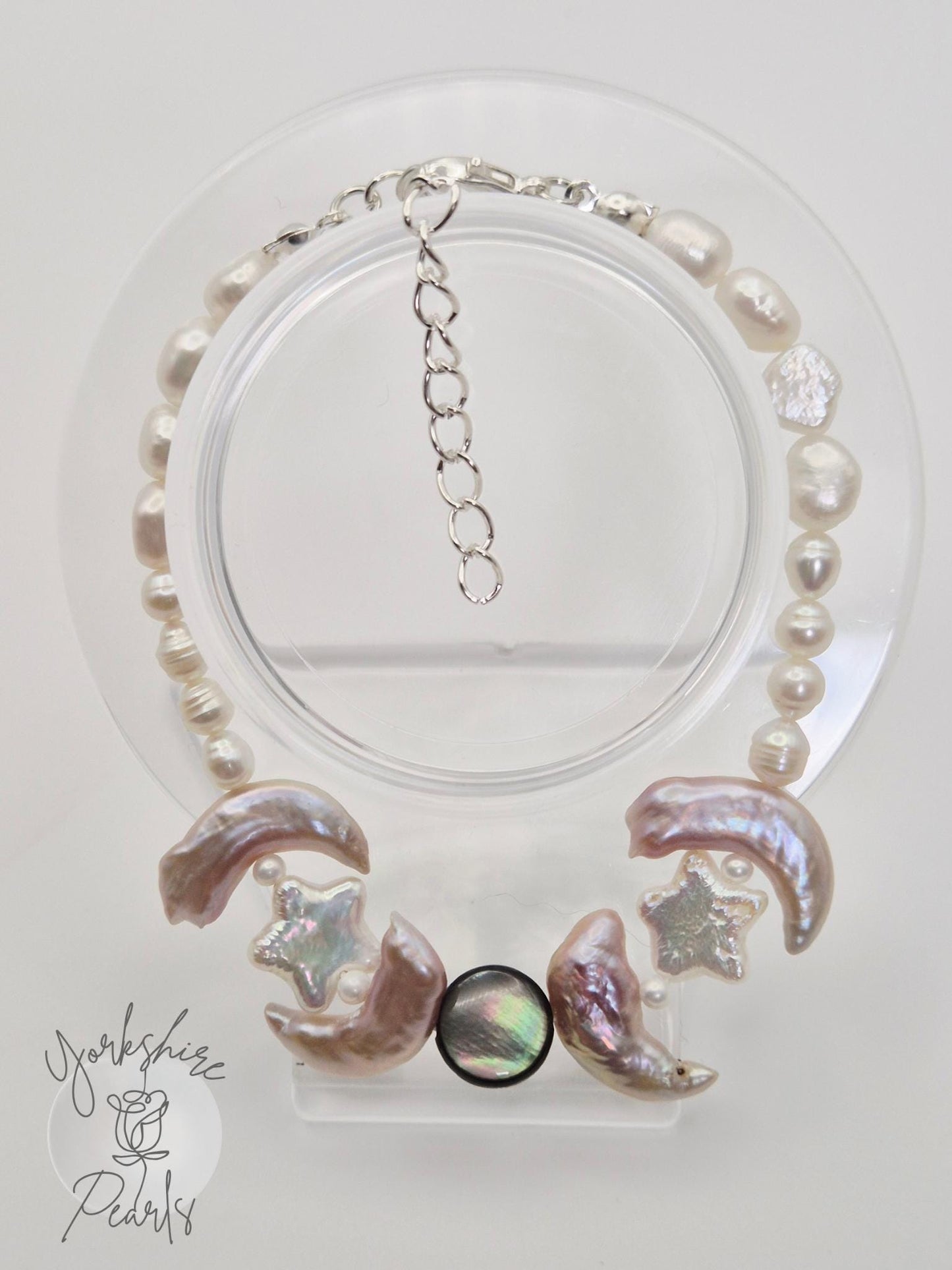 Moon and Star Pearl Bracelet