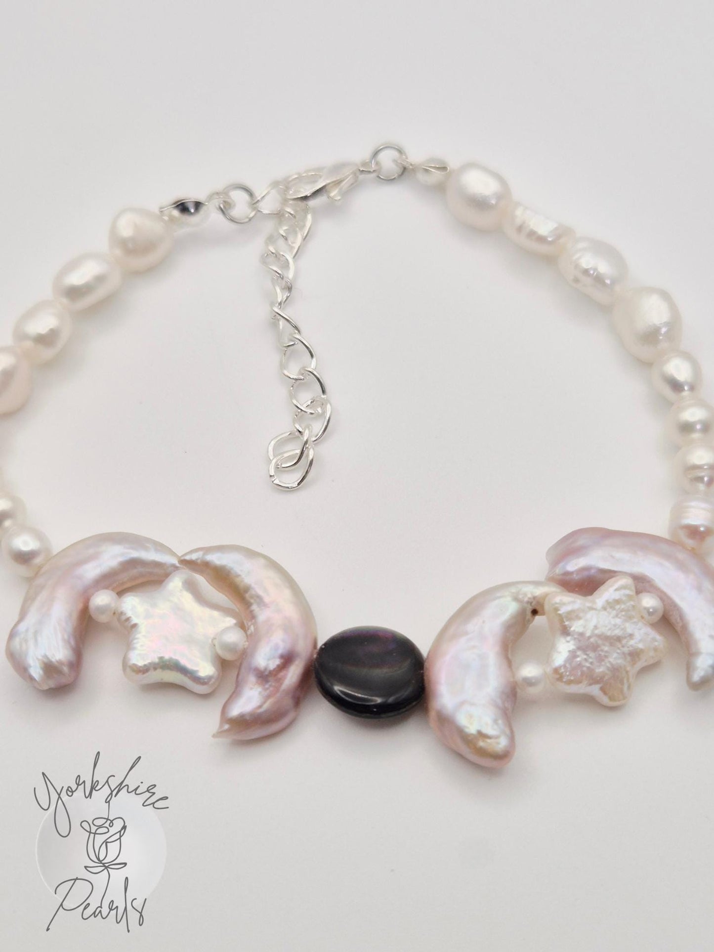Moon and Star Pearl Bracelet