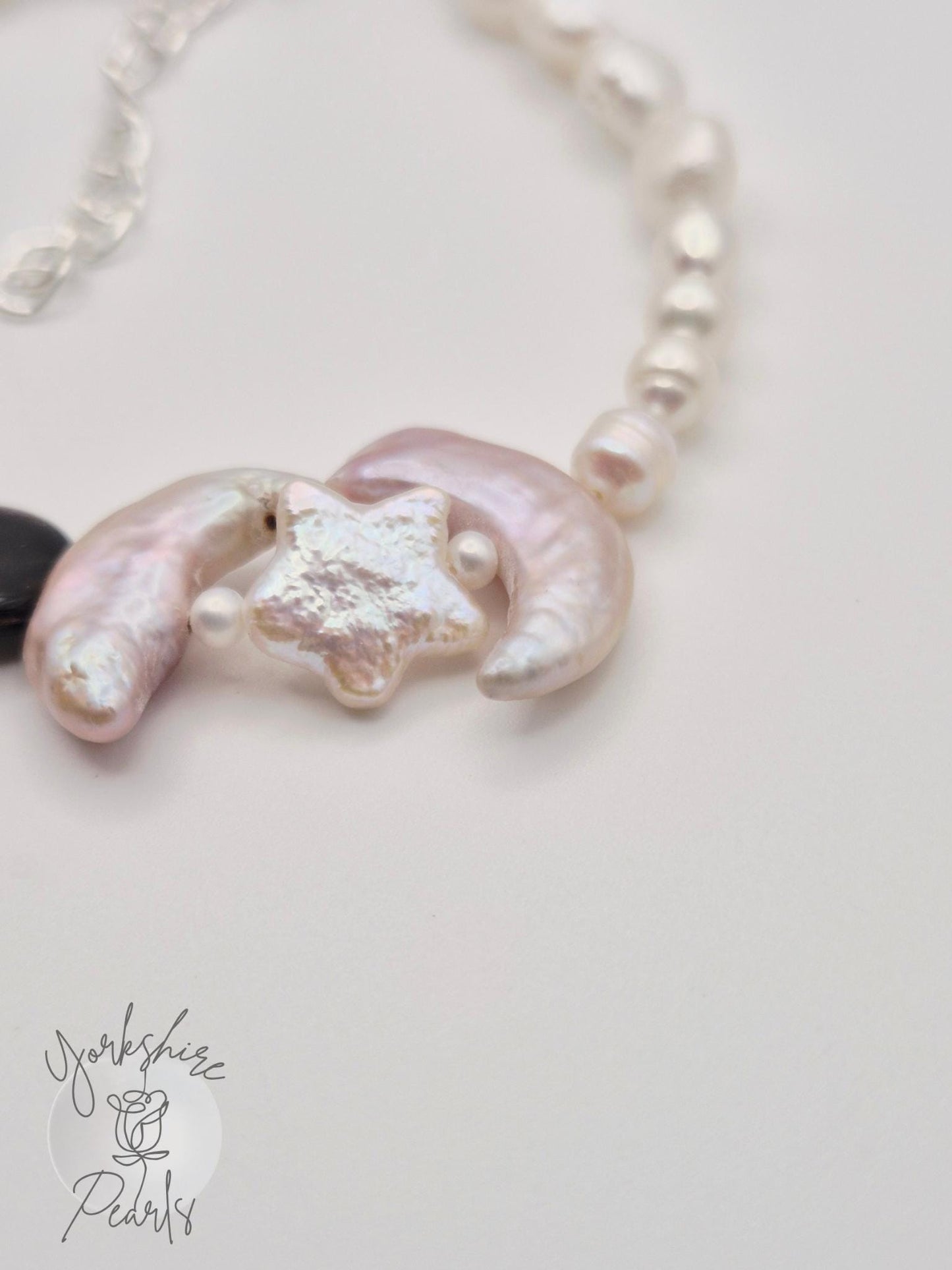 Moon and Star Pearl Bracelet