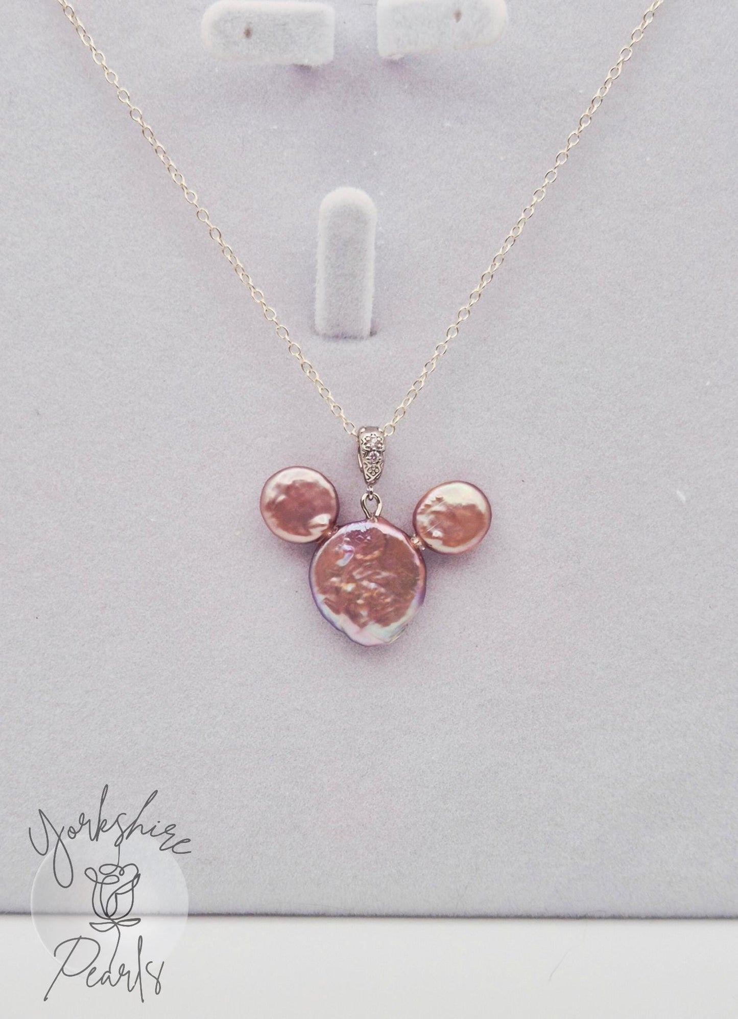 Mickey Mouse Style Genuine Button Pearl Pendant