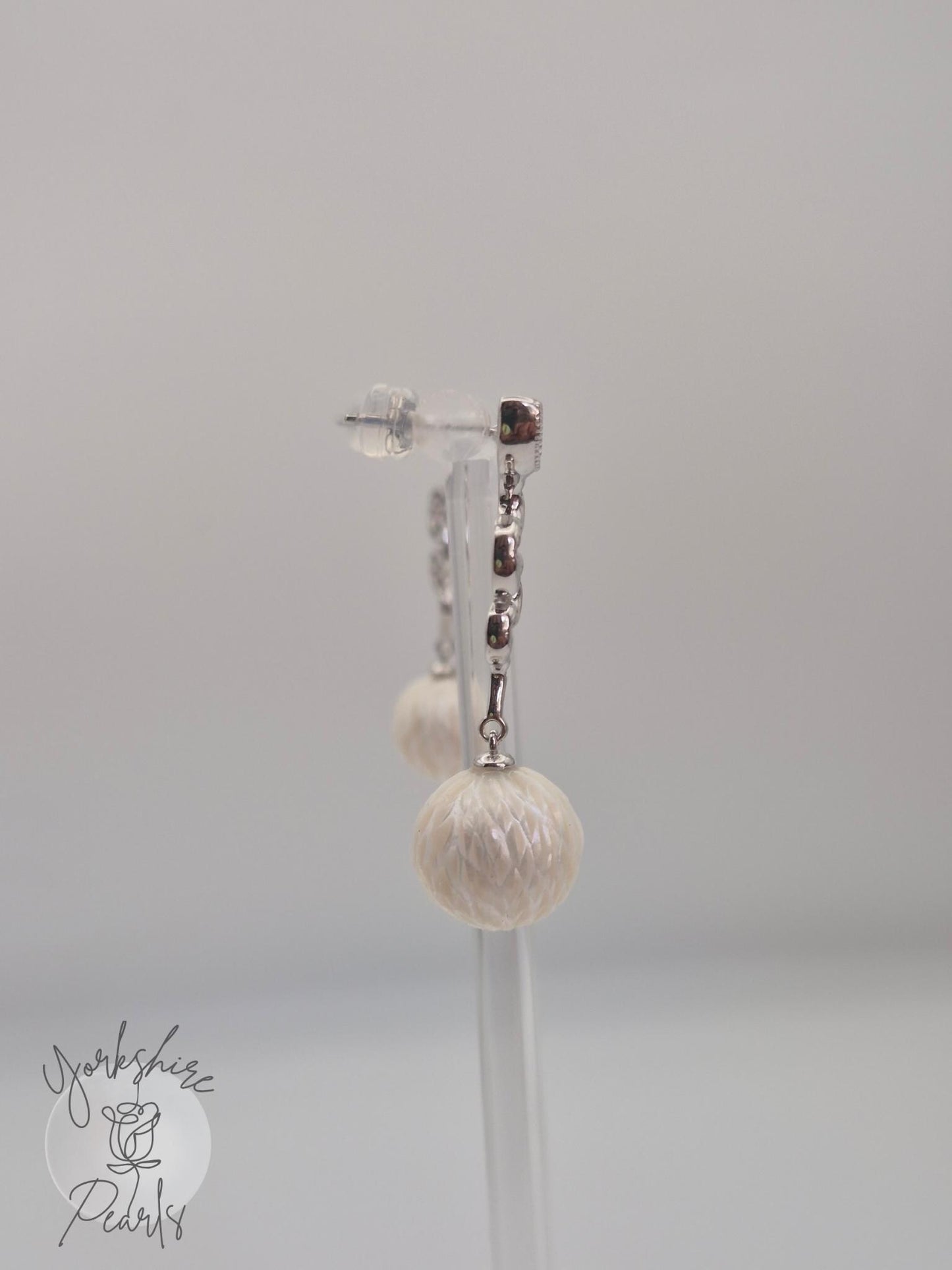 Large Pearl Snake Drop Earrings - Sterling Silver