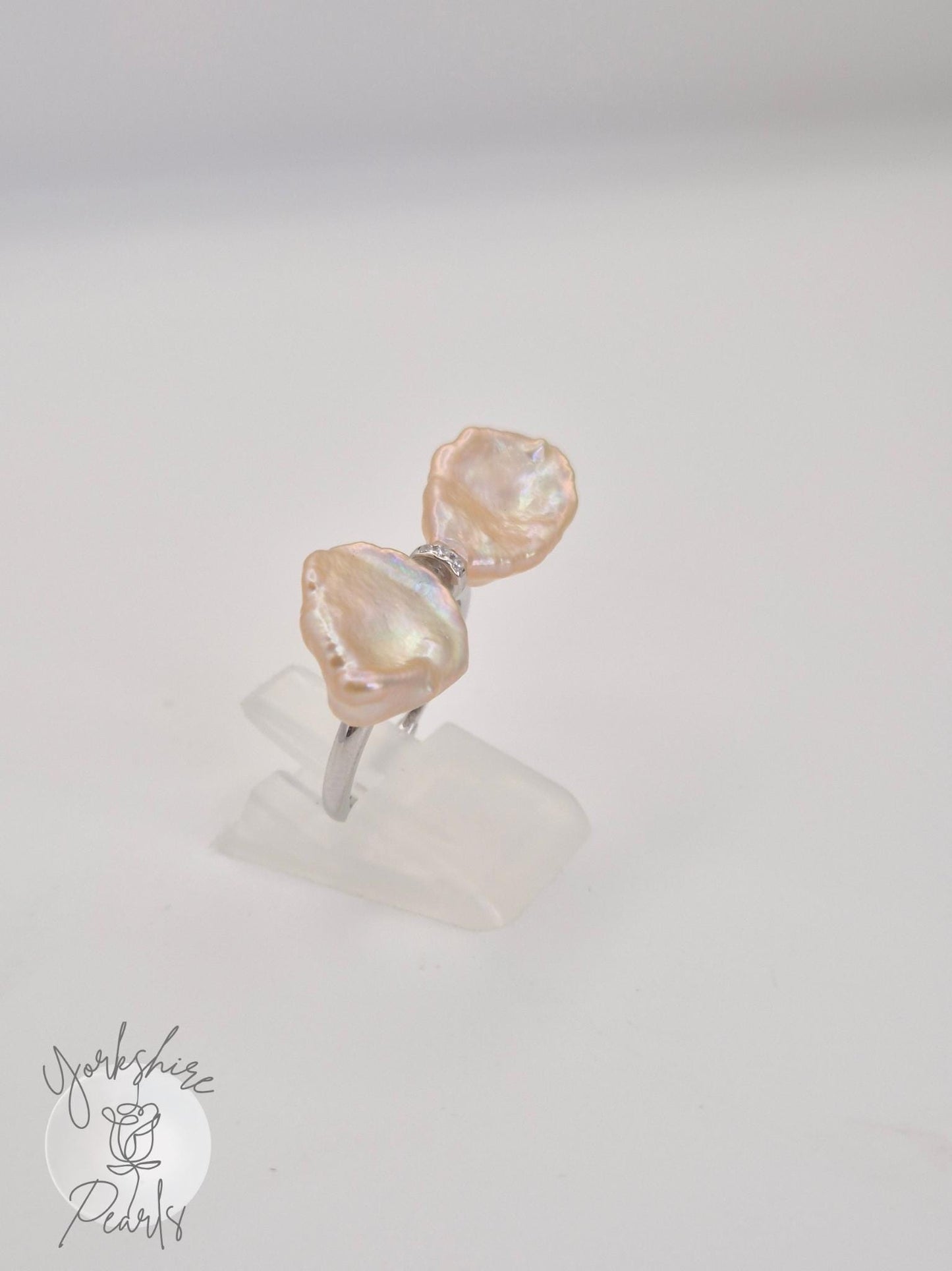 Petal Pearl Adjustable Bow Ring - Sterling Silver
