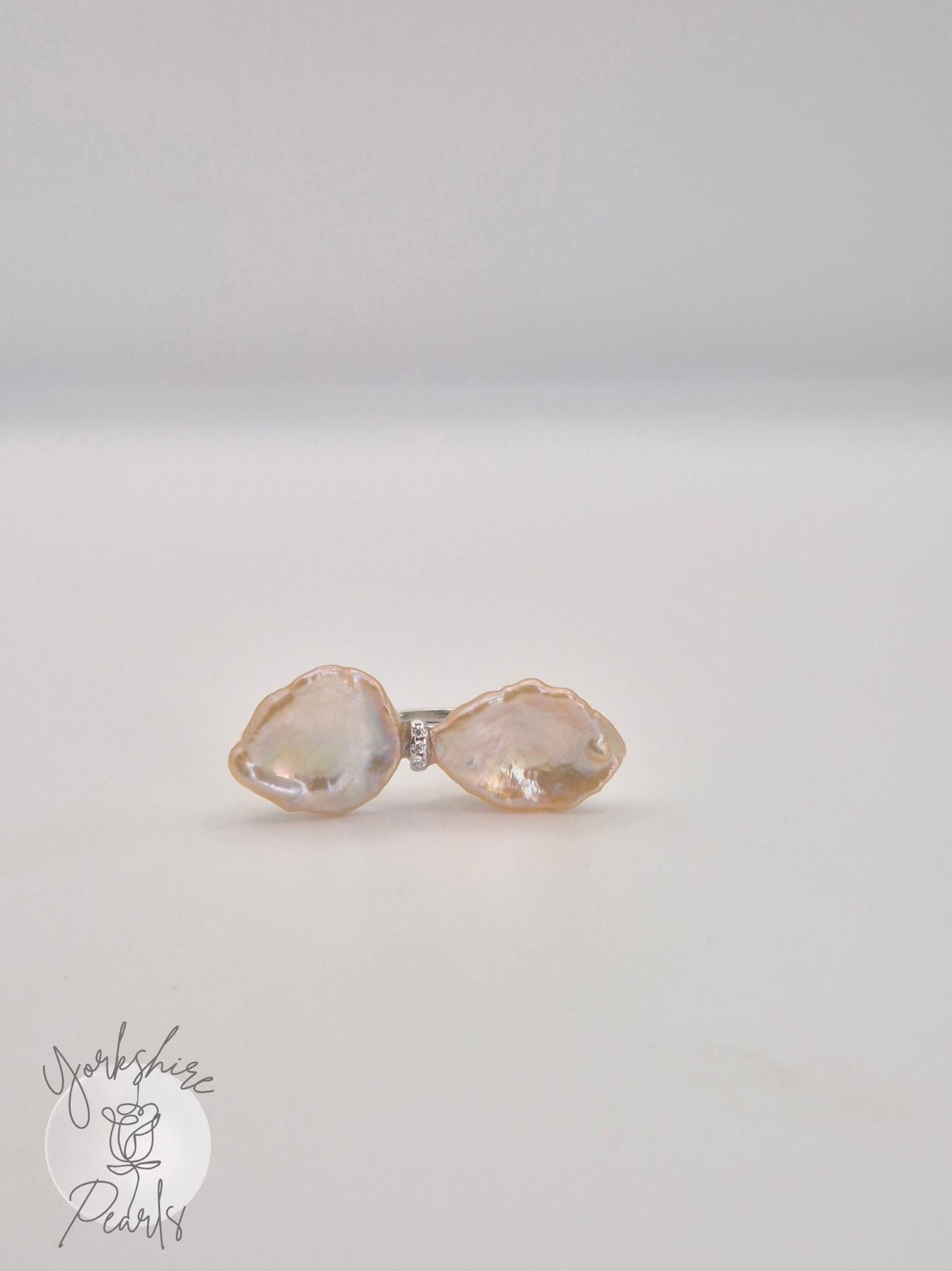 Petal Pearl Adjustable Bow Ring - Sterling Silver