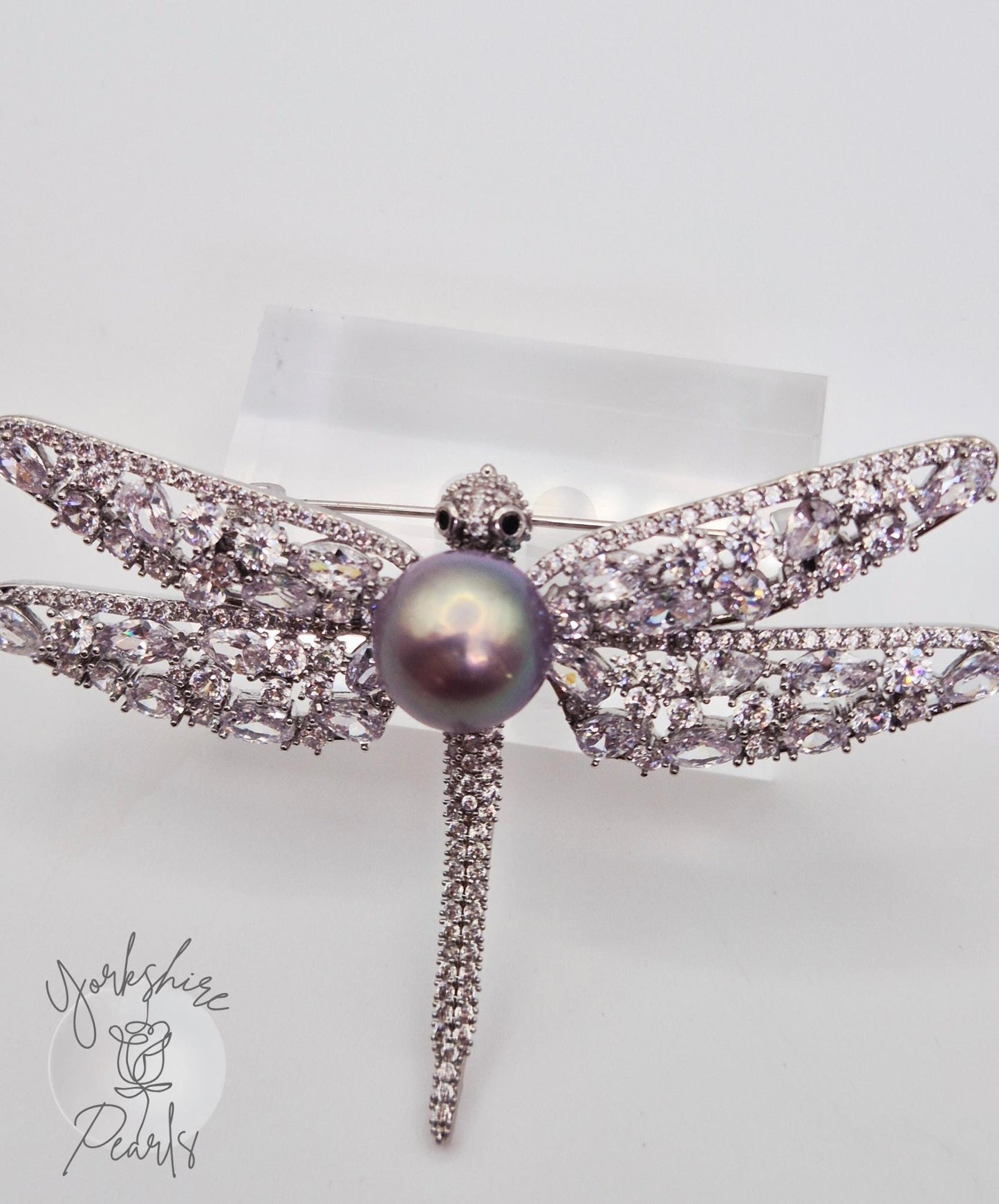 Whimsical Dragonfly Pearl Brooch - Nature-Inspired Jewelry
