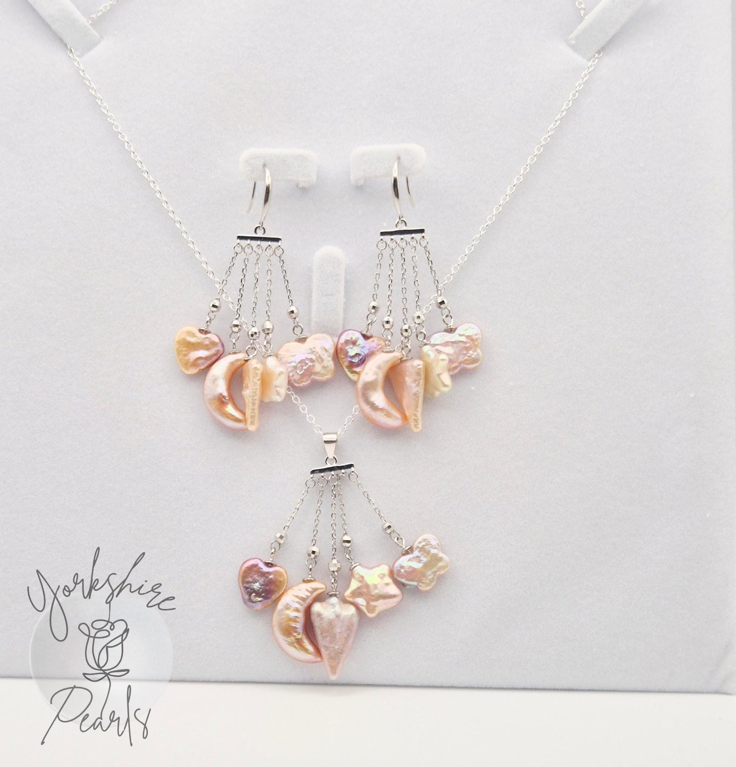 Multi Shaped Pearl Earring and Pendant Set