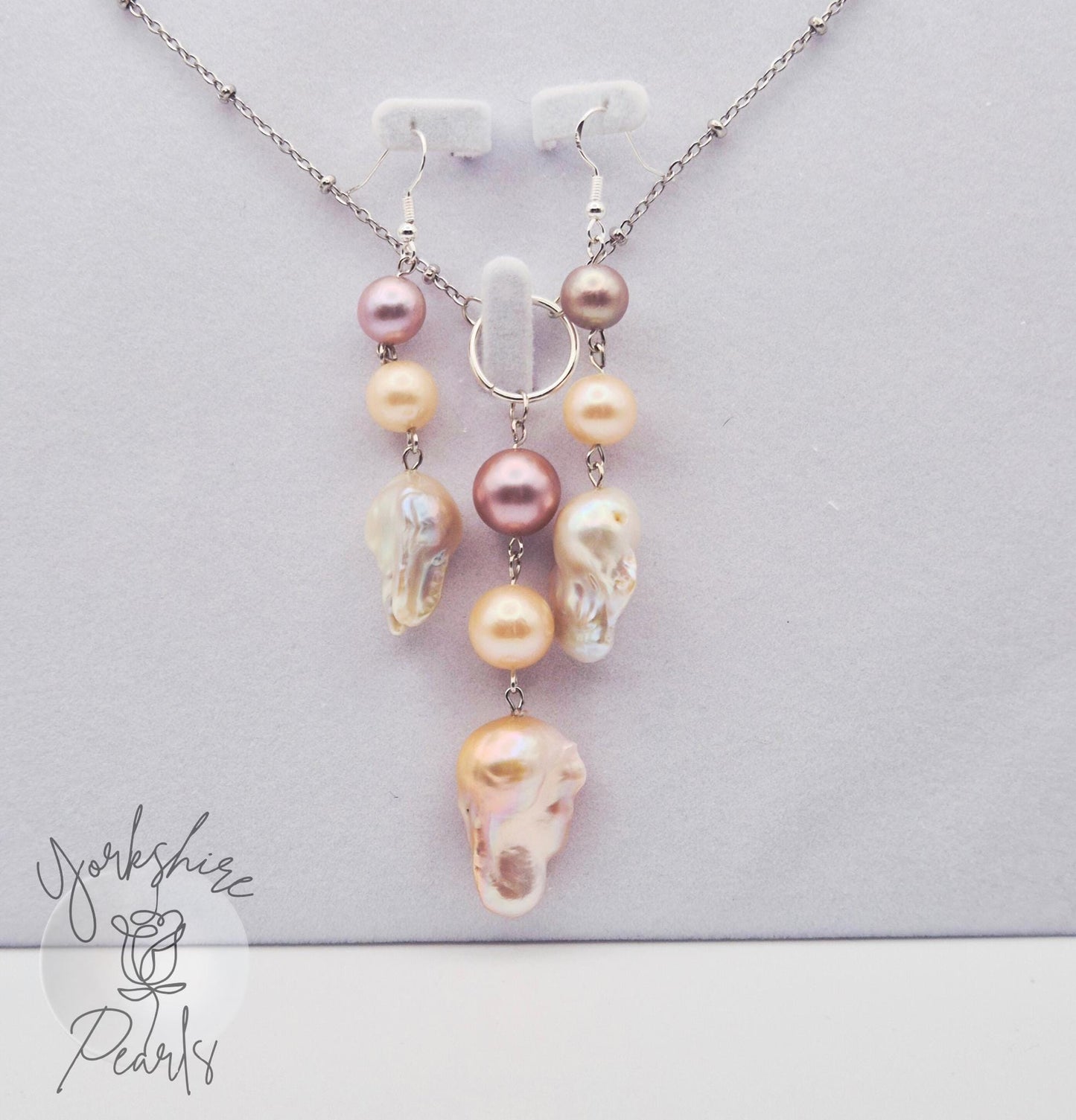 Edison And King Pearl Drop Necklace and Earring Set