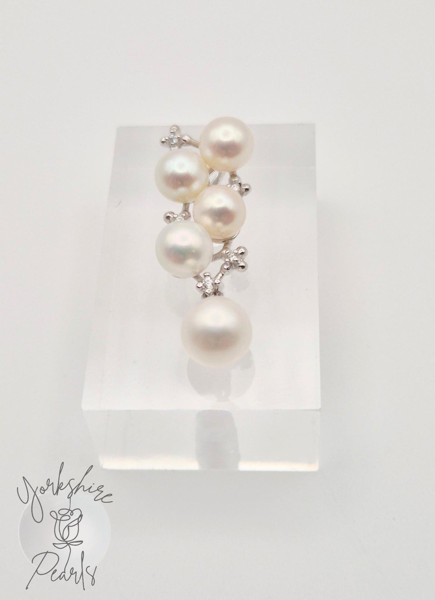 Saltwater Pearl Cluster Drop Pendant - Sterling Silver