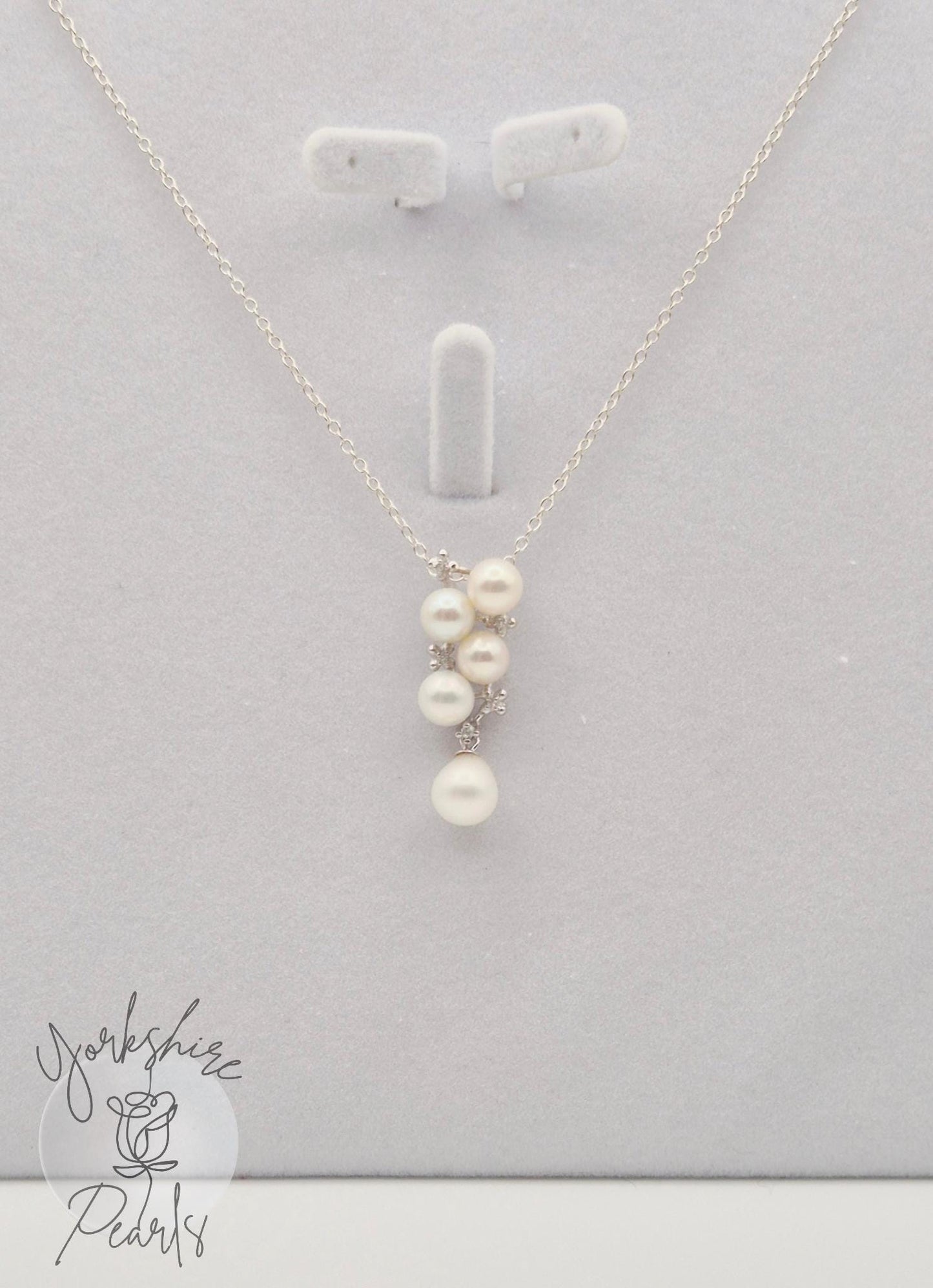 Saltwater Pearl Cluster Drop Pendant - Sterling Silver