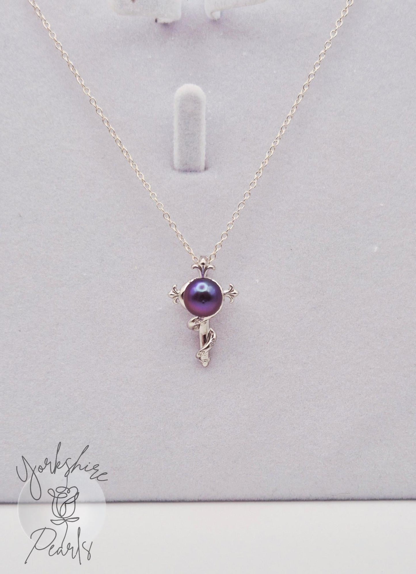 Pearl Vine Twisted Silver Cross Pendant