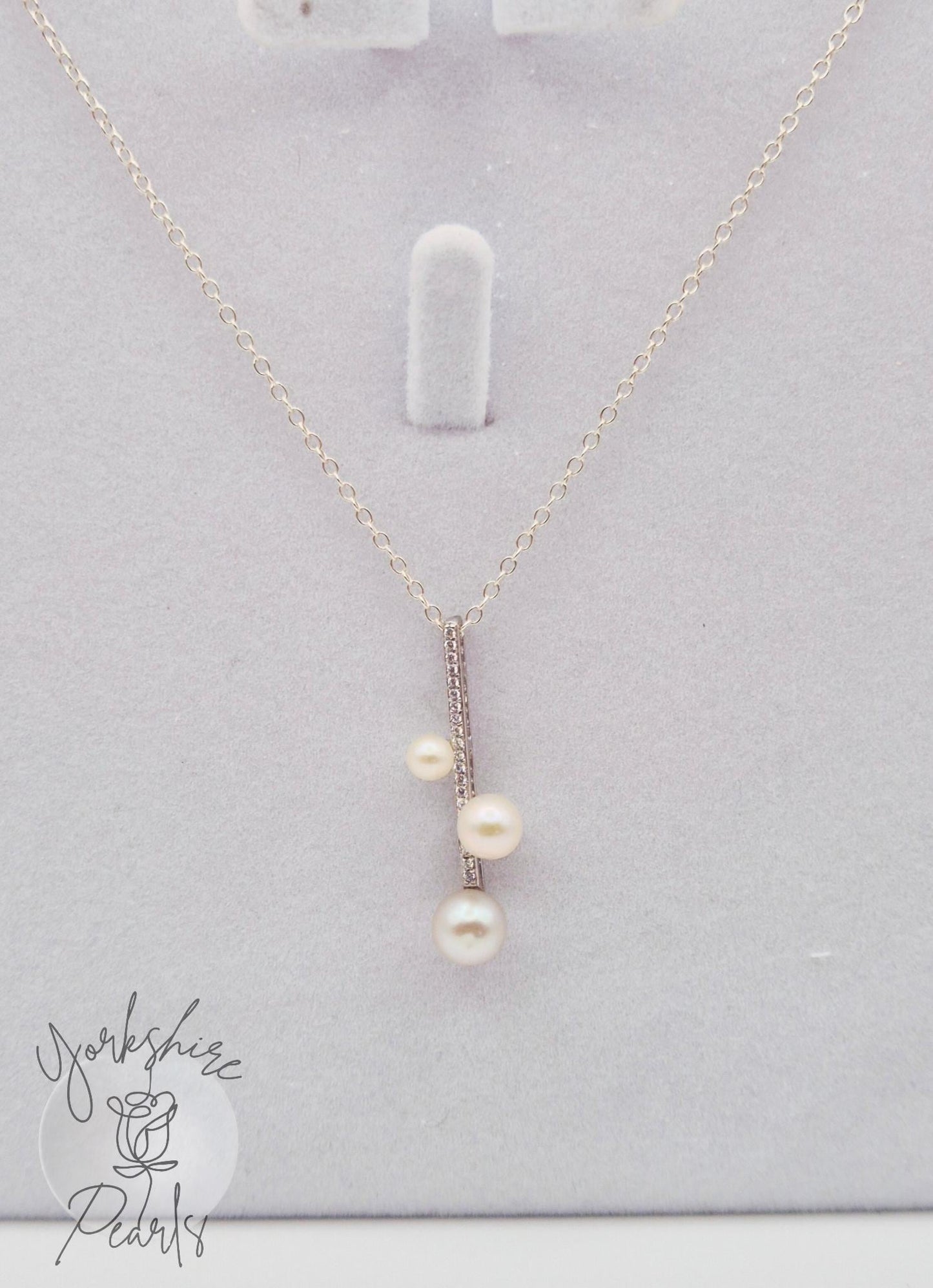 Triple Saltwater Pearl Minimalist Sterling Silver Pendant