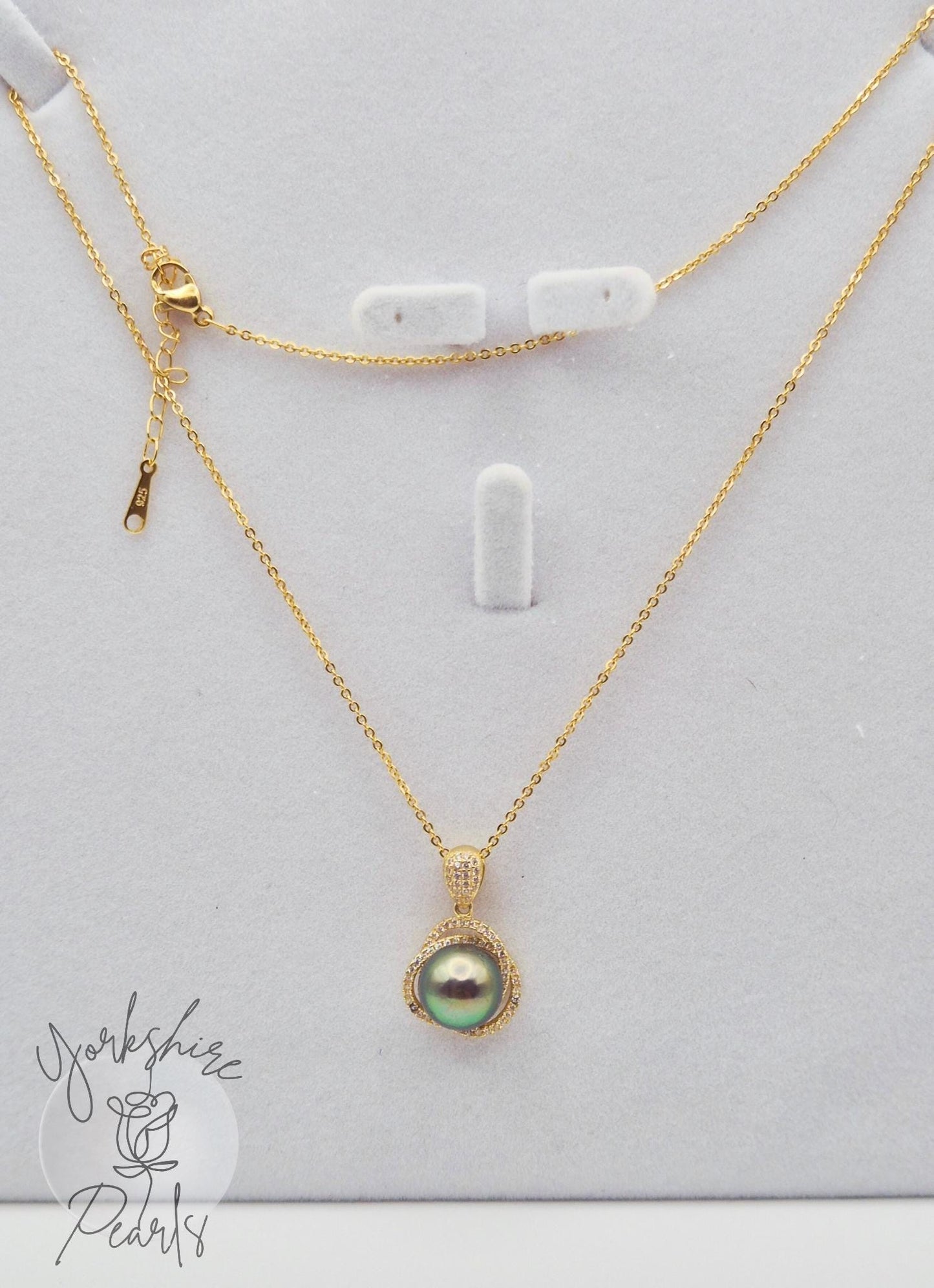 Golden Swirl Sparkle Pendant: Edison Pearl with Rare Purple Green Luster