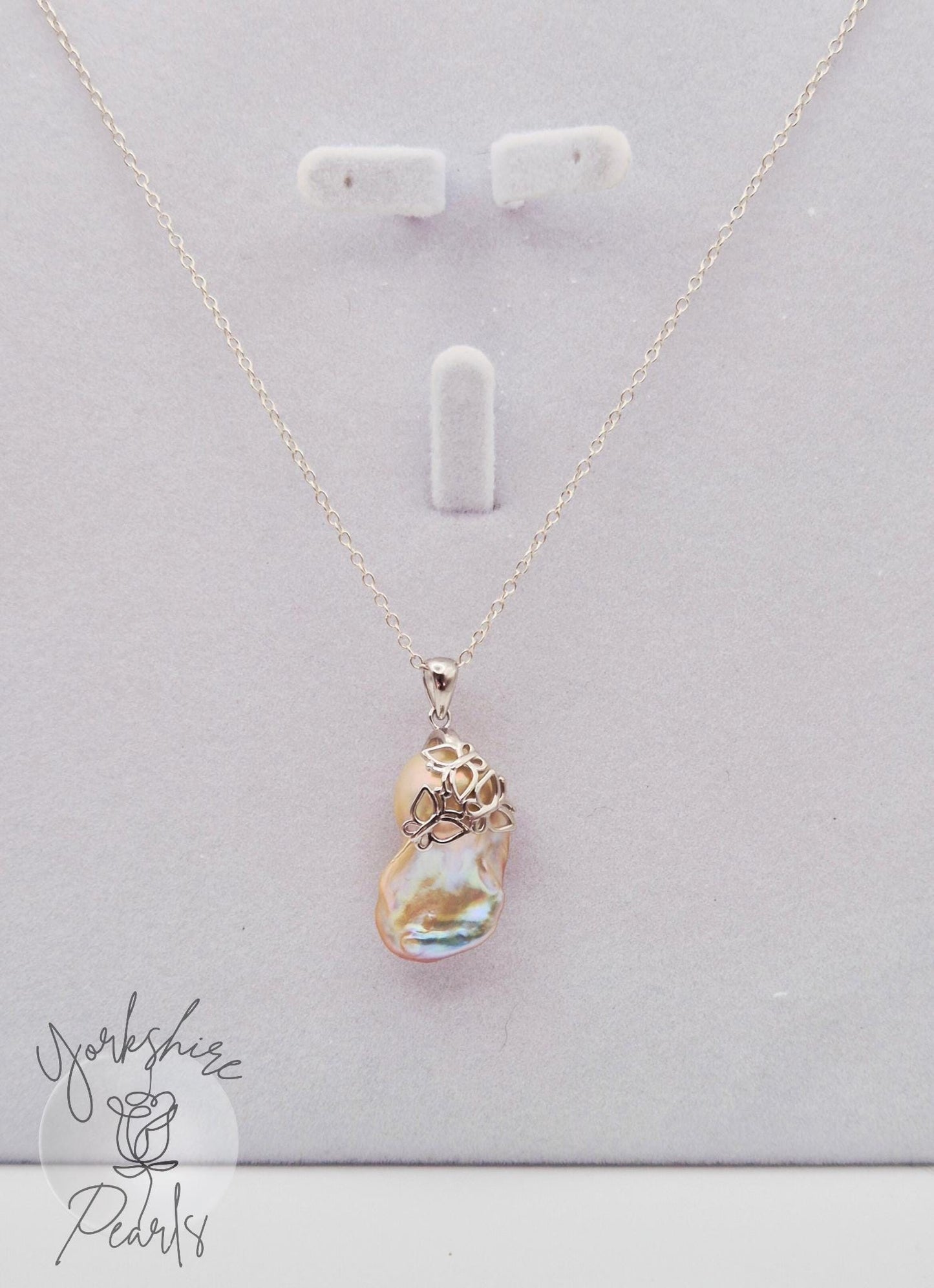 King Pearl Butterfly Pendant - Sterling Silver