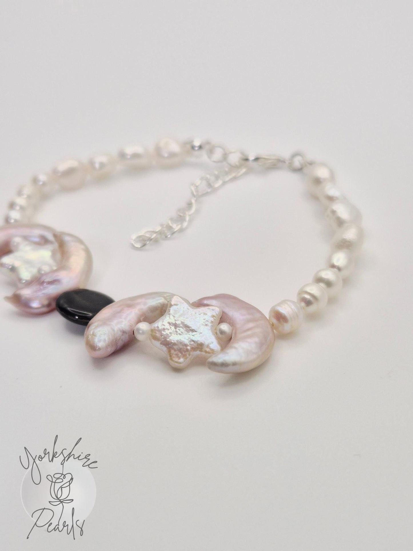 Moon and Star Pearl Bracelet