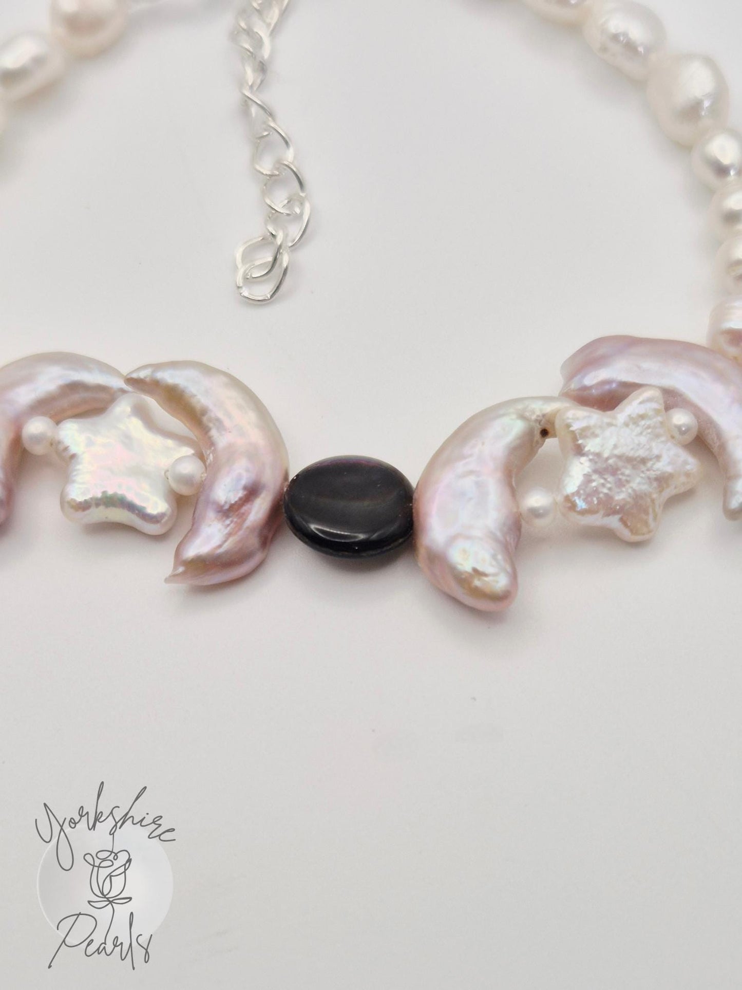 Moon and Star Pearl Bracelet