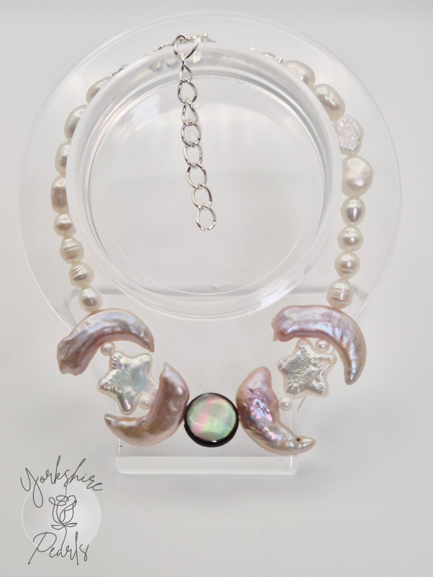 Moon and Star Pearl Bracelet