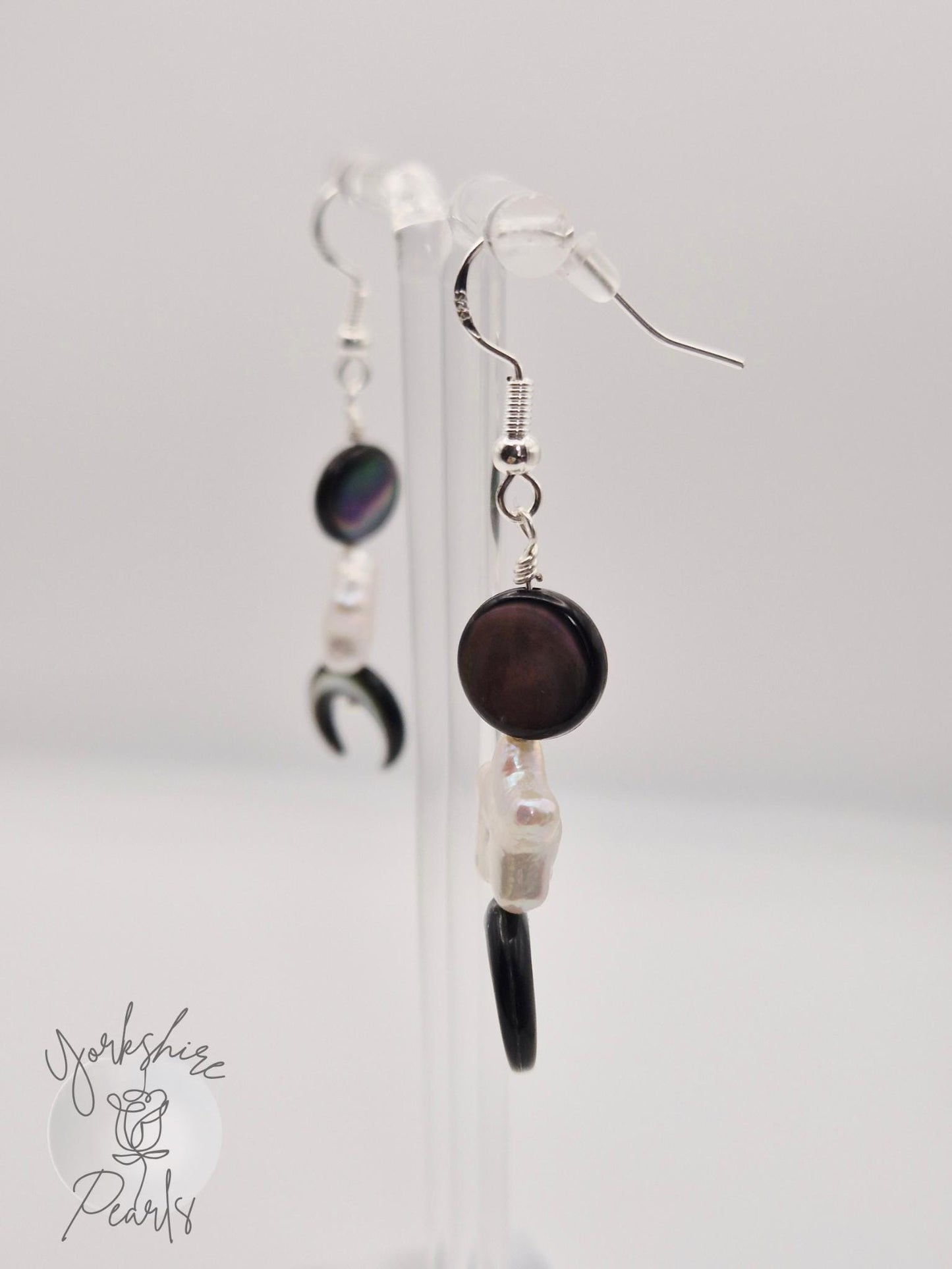 Star Pearl and Moon Mother of Pearl Earrings: Celestial S925 Jewelry