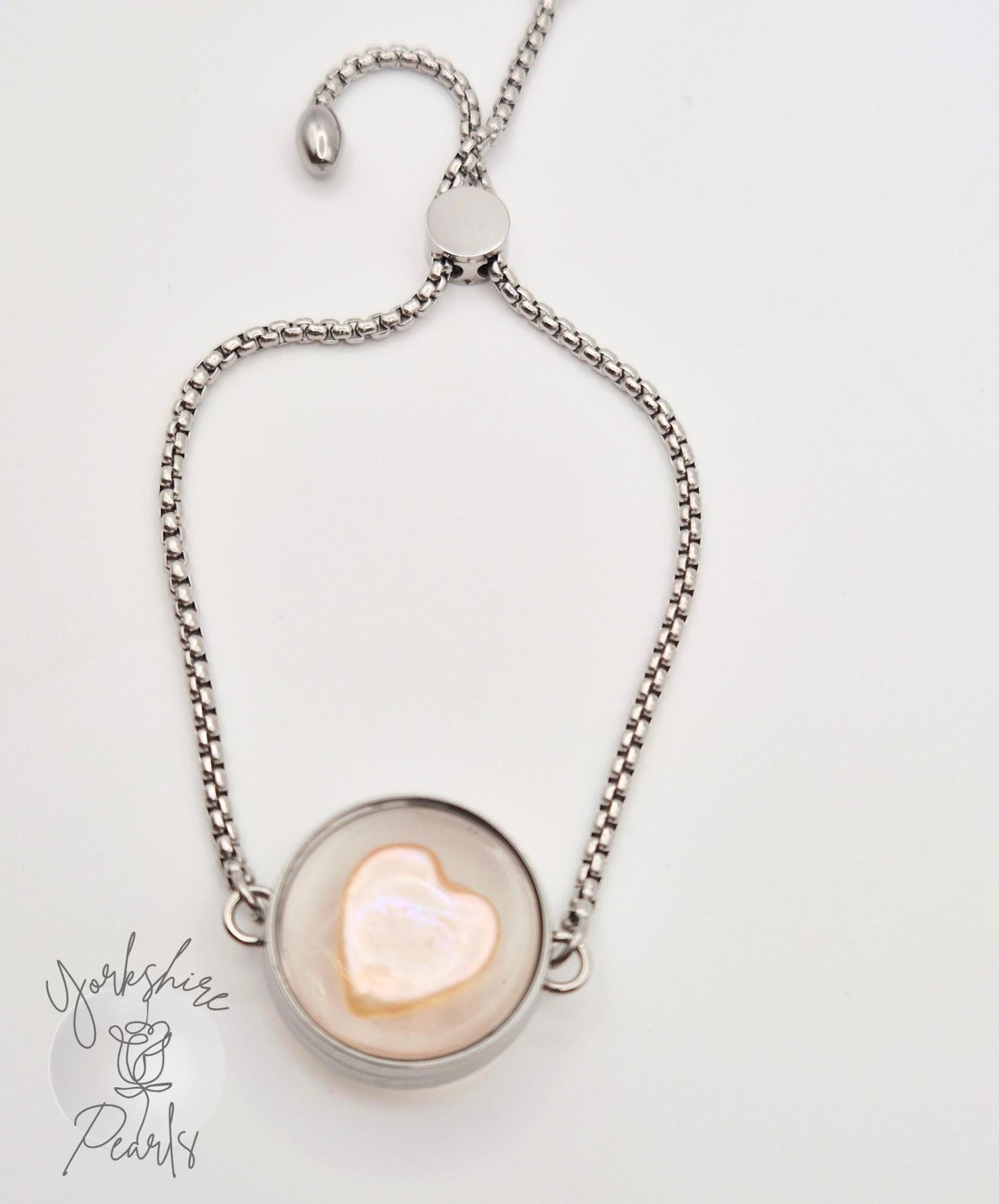 Locket Bracelet With Heart Shaped Pearl