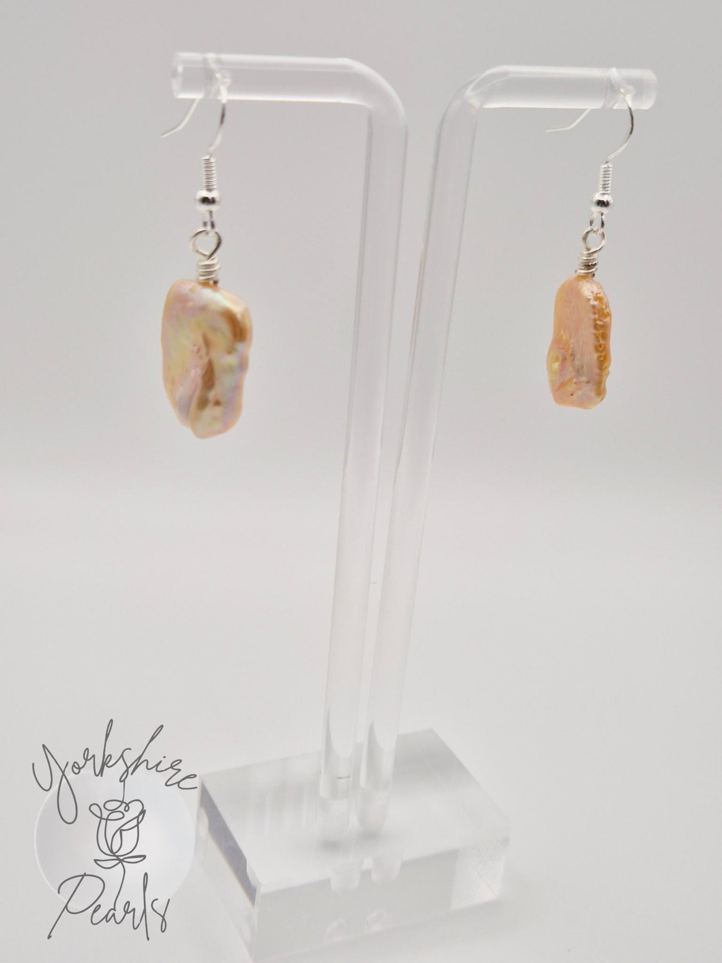 Simple Square Pearl Drop Earrings