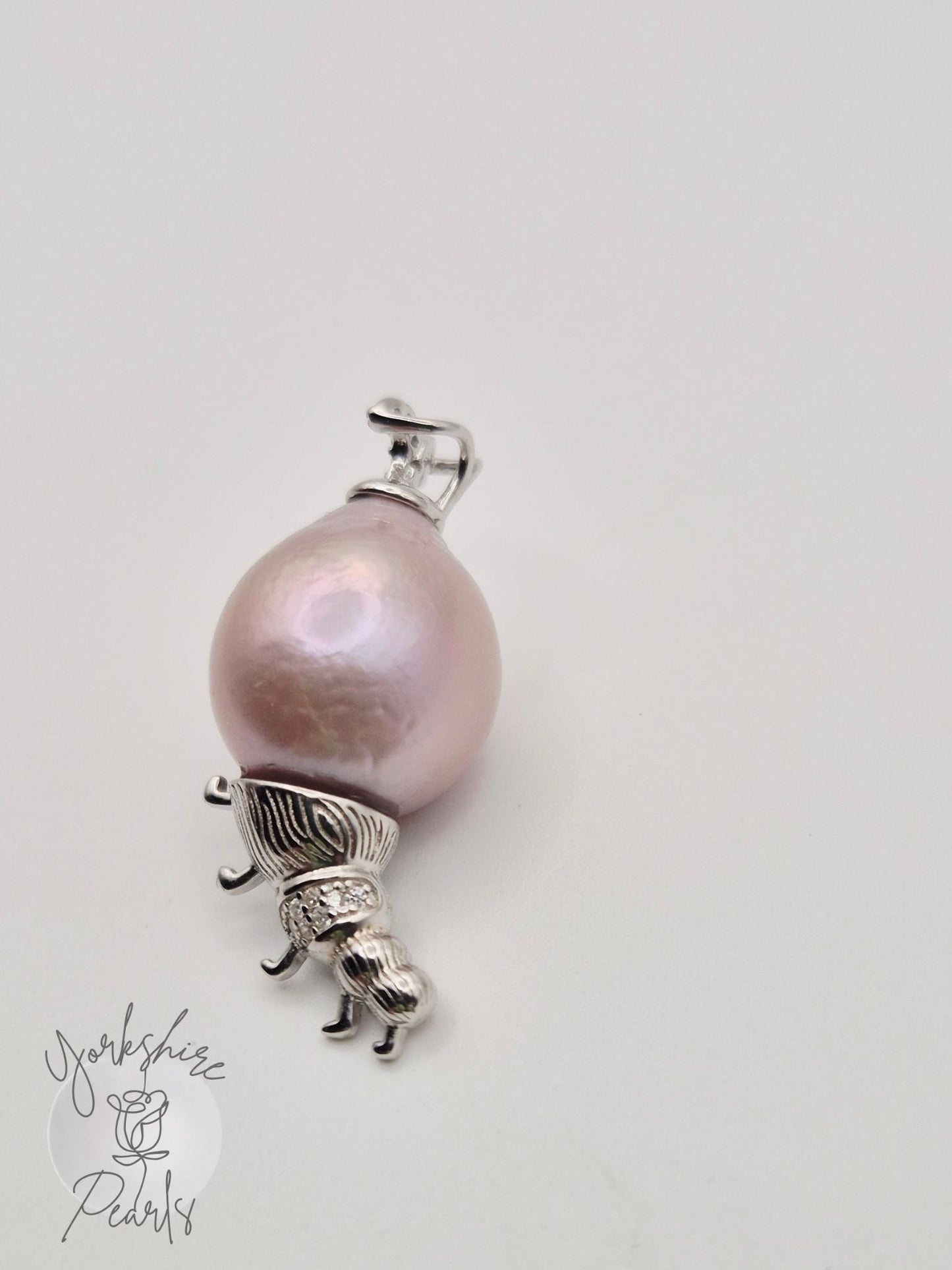 Sterling Silver Baroque Pearl Caterpillar Pendant