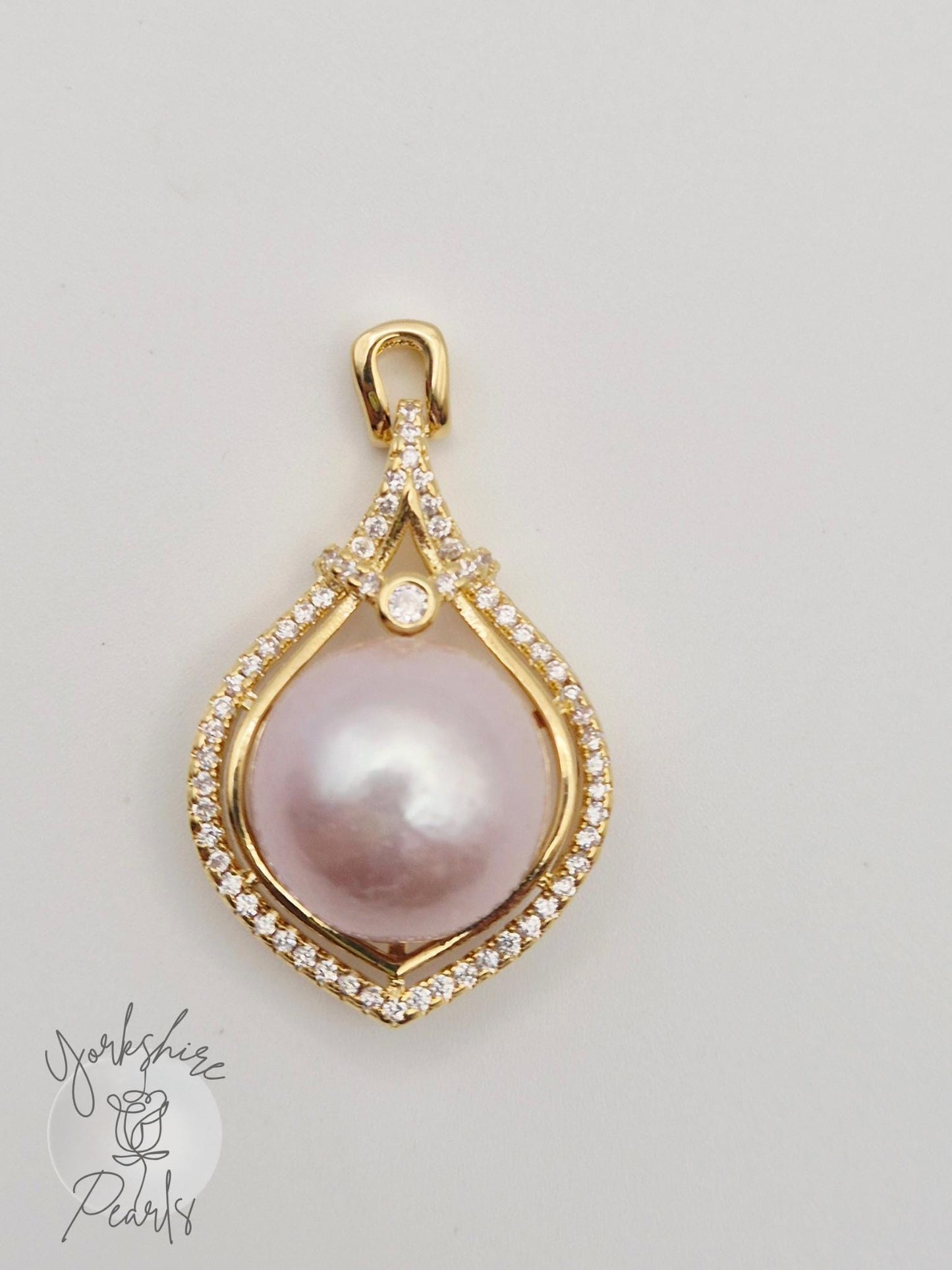 Golden Teardrop Large Edison Pearl Pendant