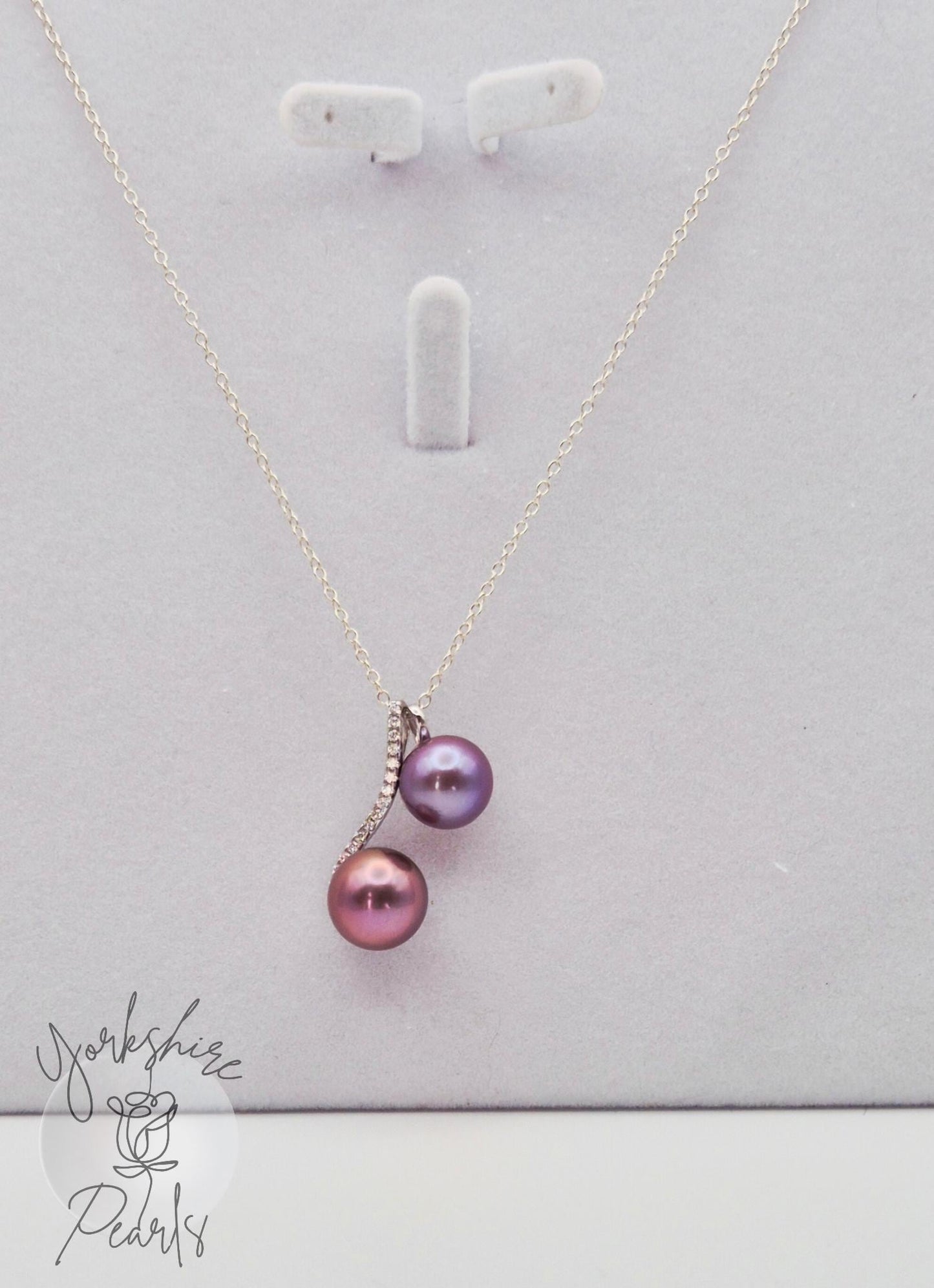Double Edison Pearl Sparkle Pendant - Sterling Silver
