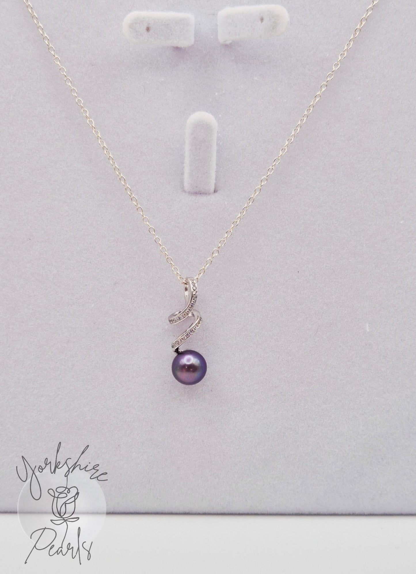 Silver Spiral Edison Pearl Pendant