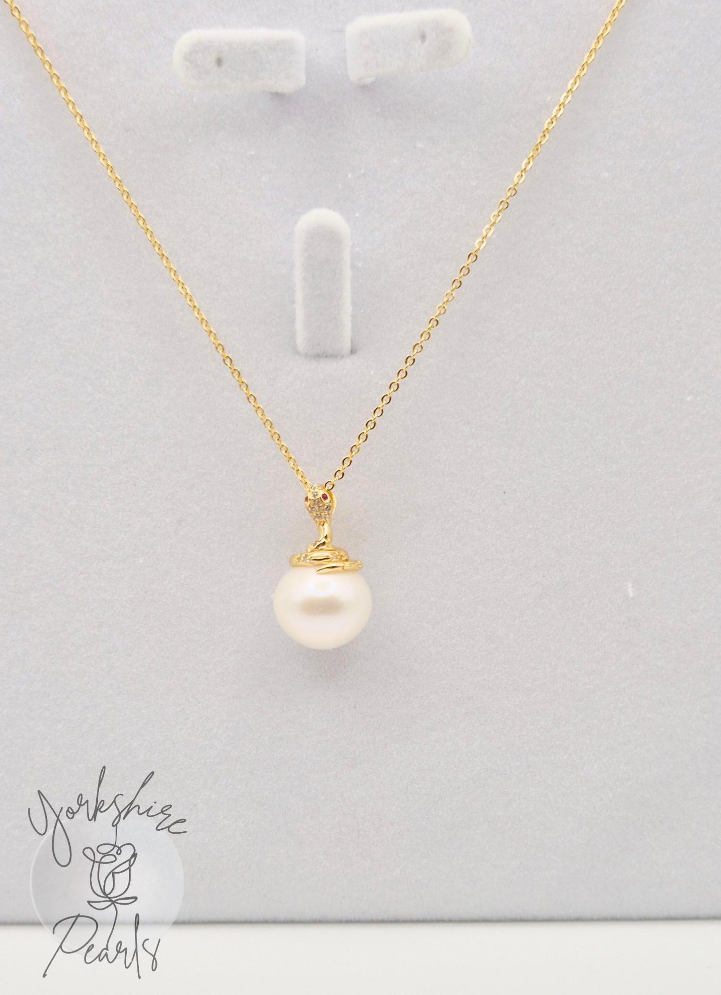 Edison Pearl Golden Colied Snake Pendant
