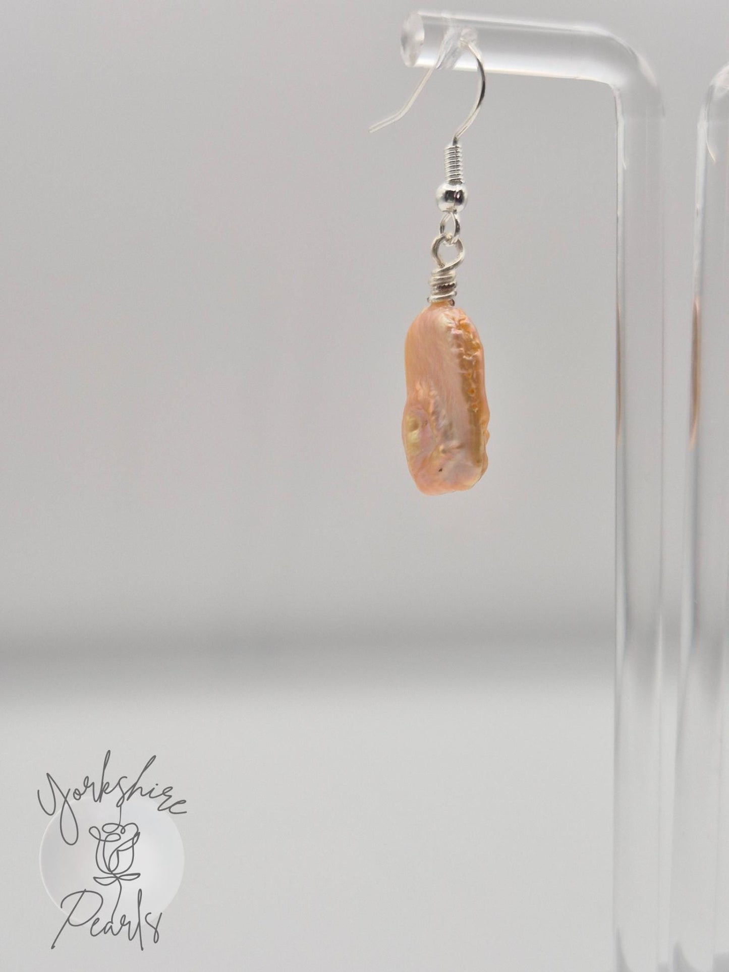 Simple Square Pearl Drop Earrings