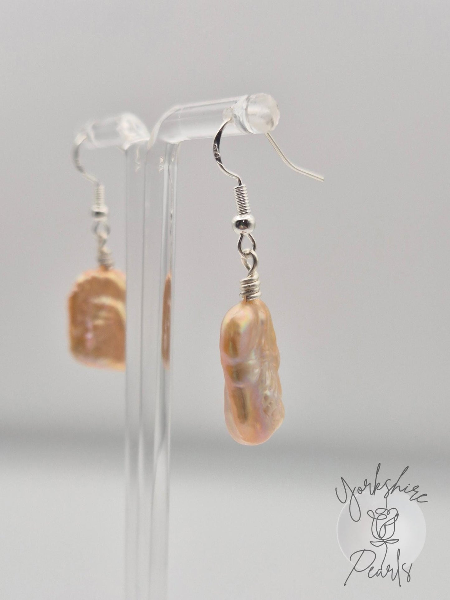 Simple Square Pearl Drop Earrings