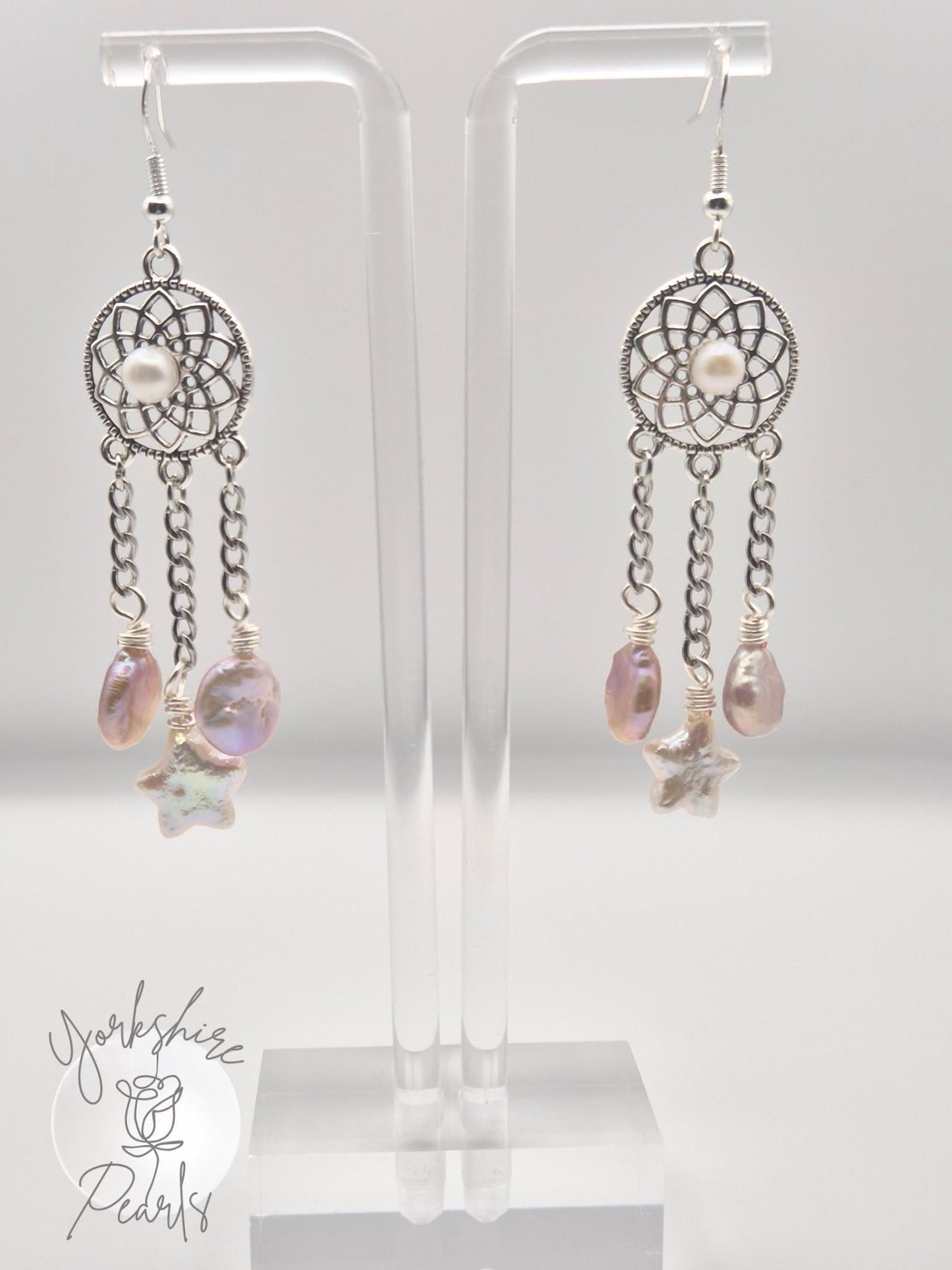 Multiple Pearl Drop Dreamcatcher Earrings