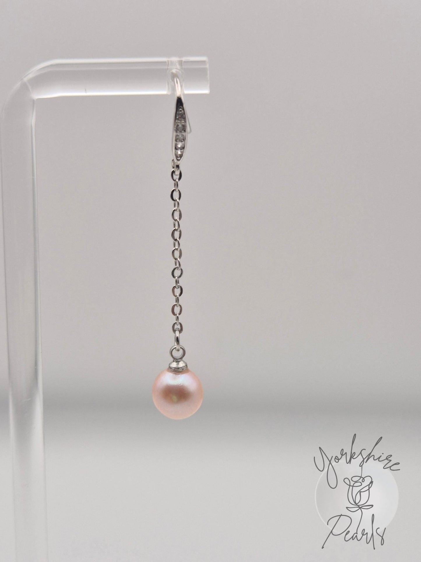 Long Pearl Drop Earrings - Sterling Silver