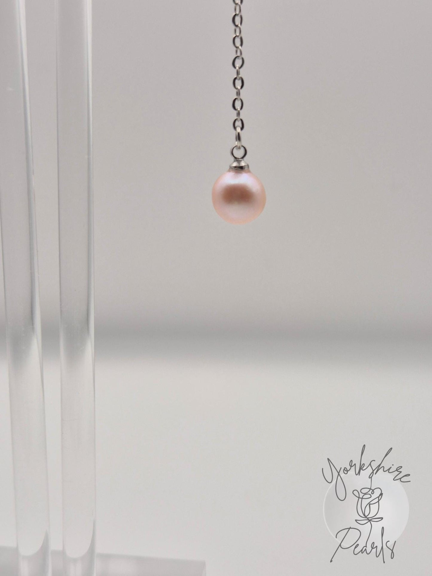 Long Pearl Drop Earrings - Sterling Silver