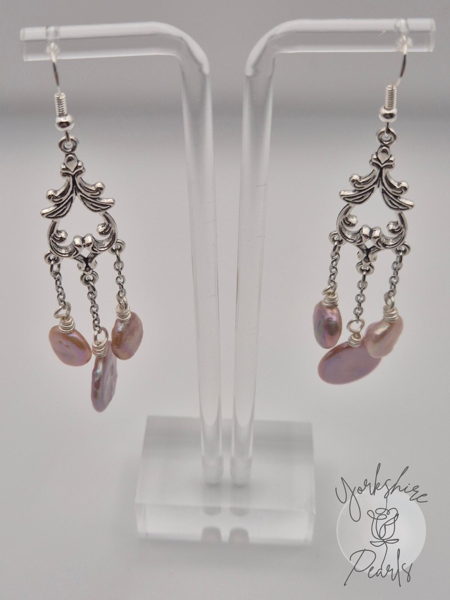 Vintage Earrings with Button Pearls