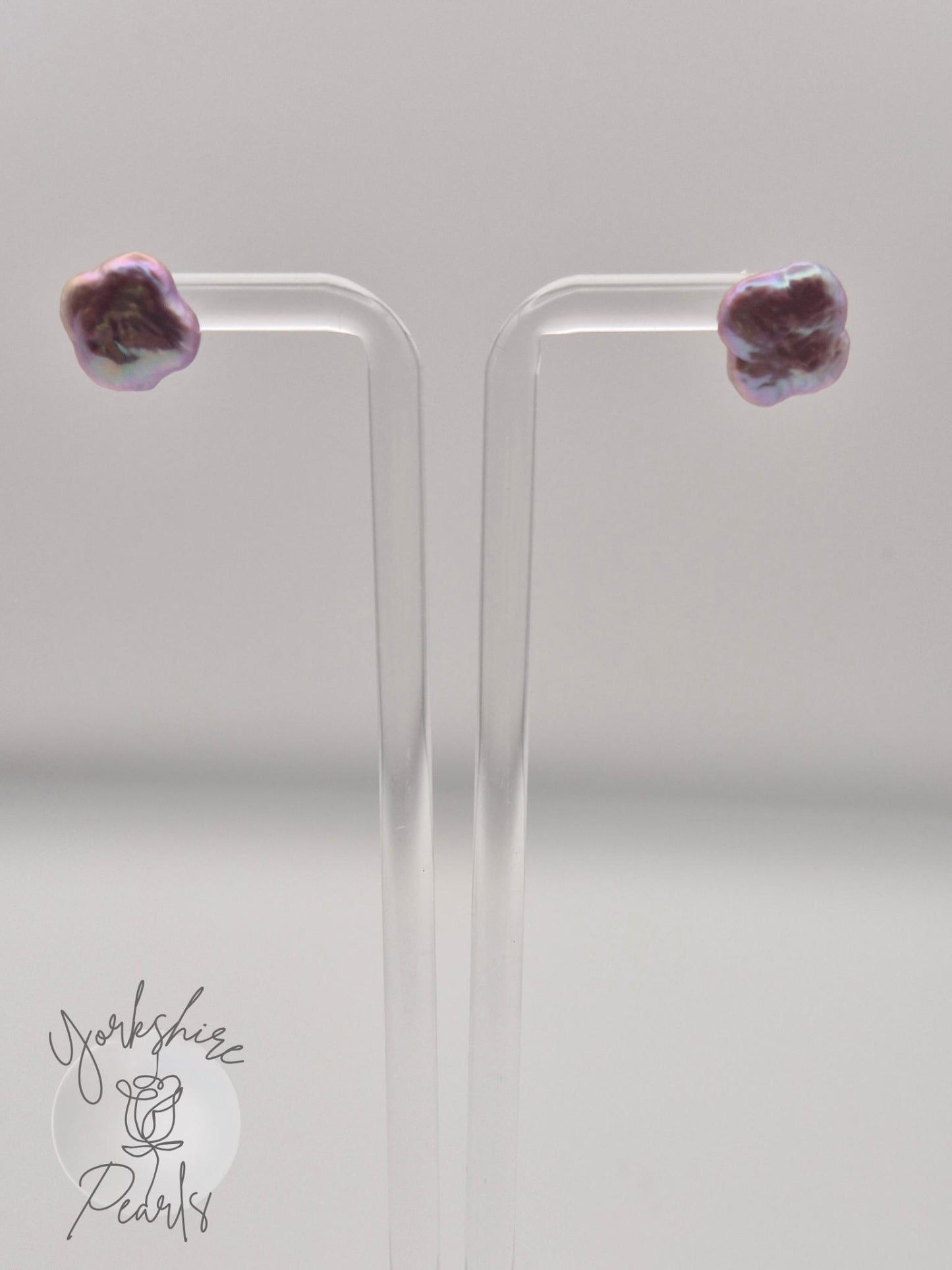 S925 Clover Pearl Stud Earrings