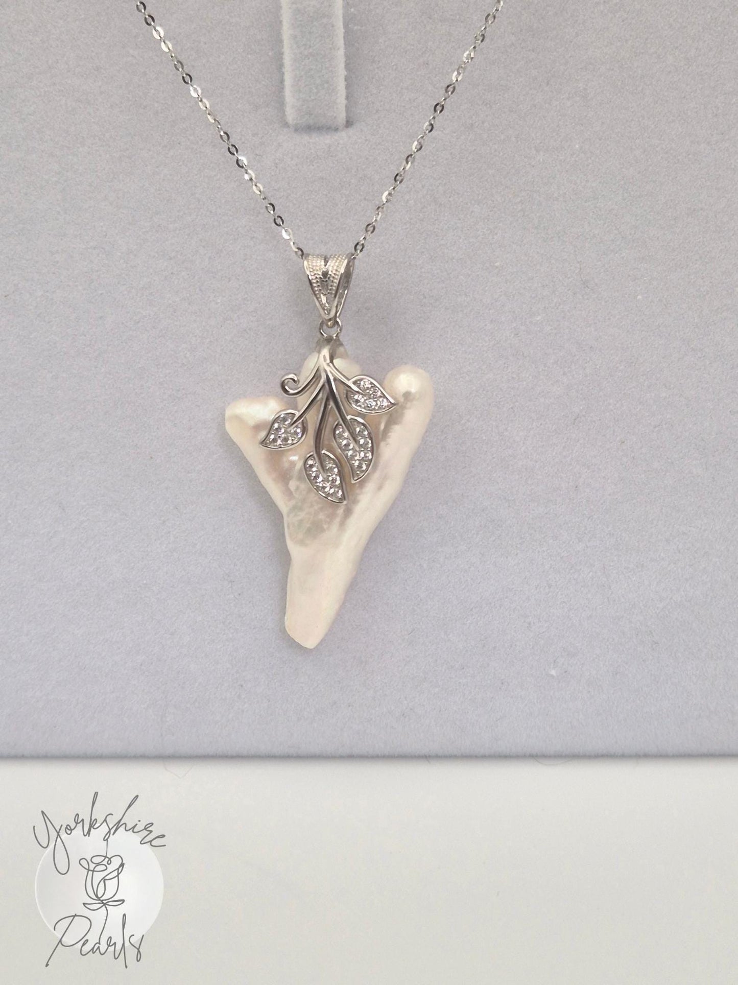 Pearl Tree and Leaf Design Pendant