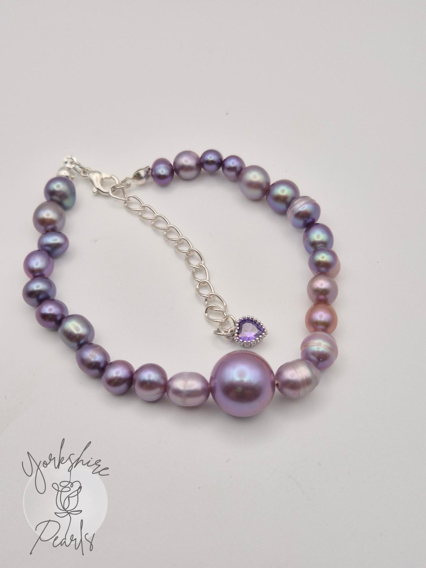 Purple Pearl Full String Bracelet With Centre Edison