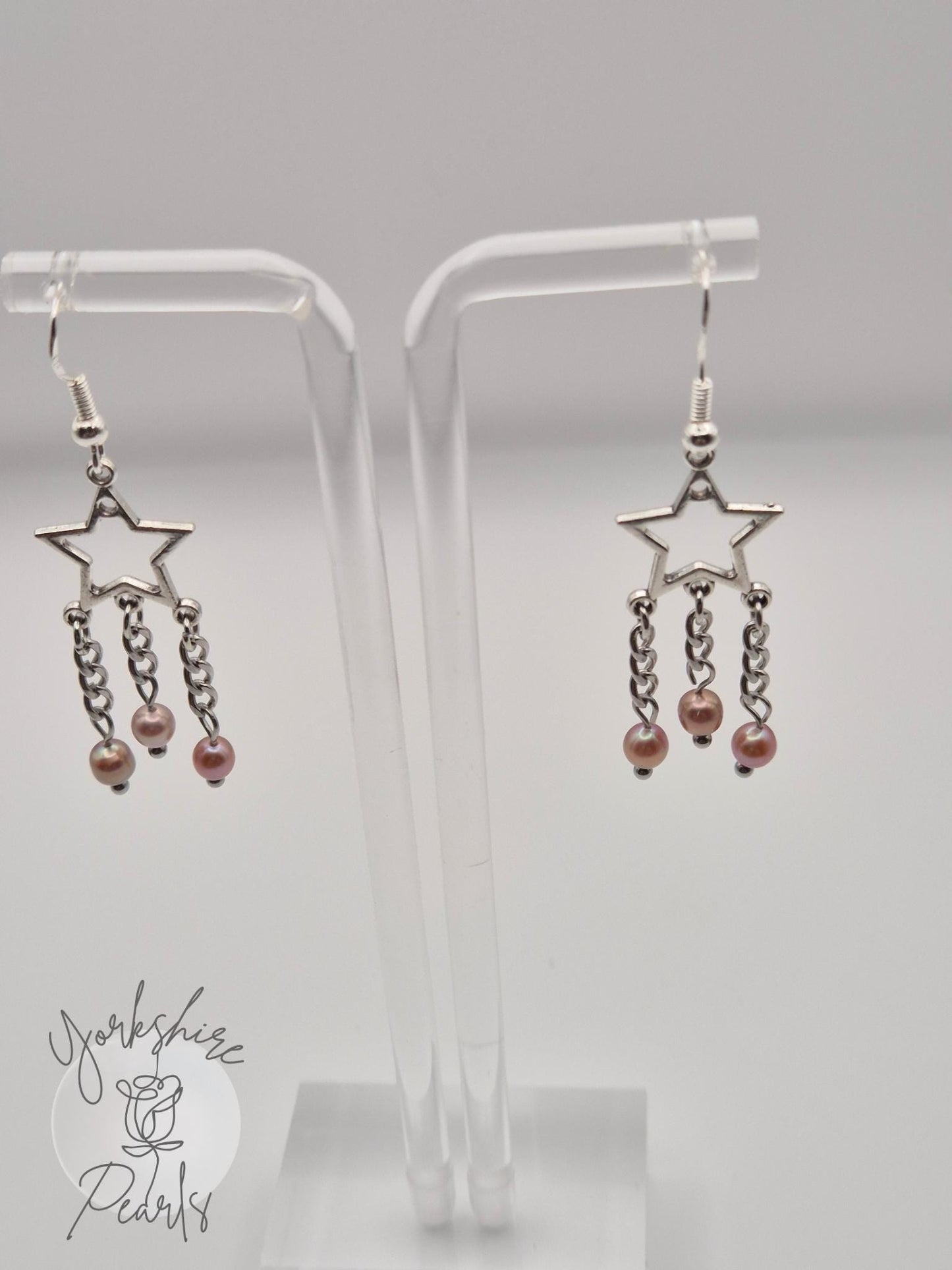 Mini Pearls Star Drop Earrings