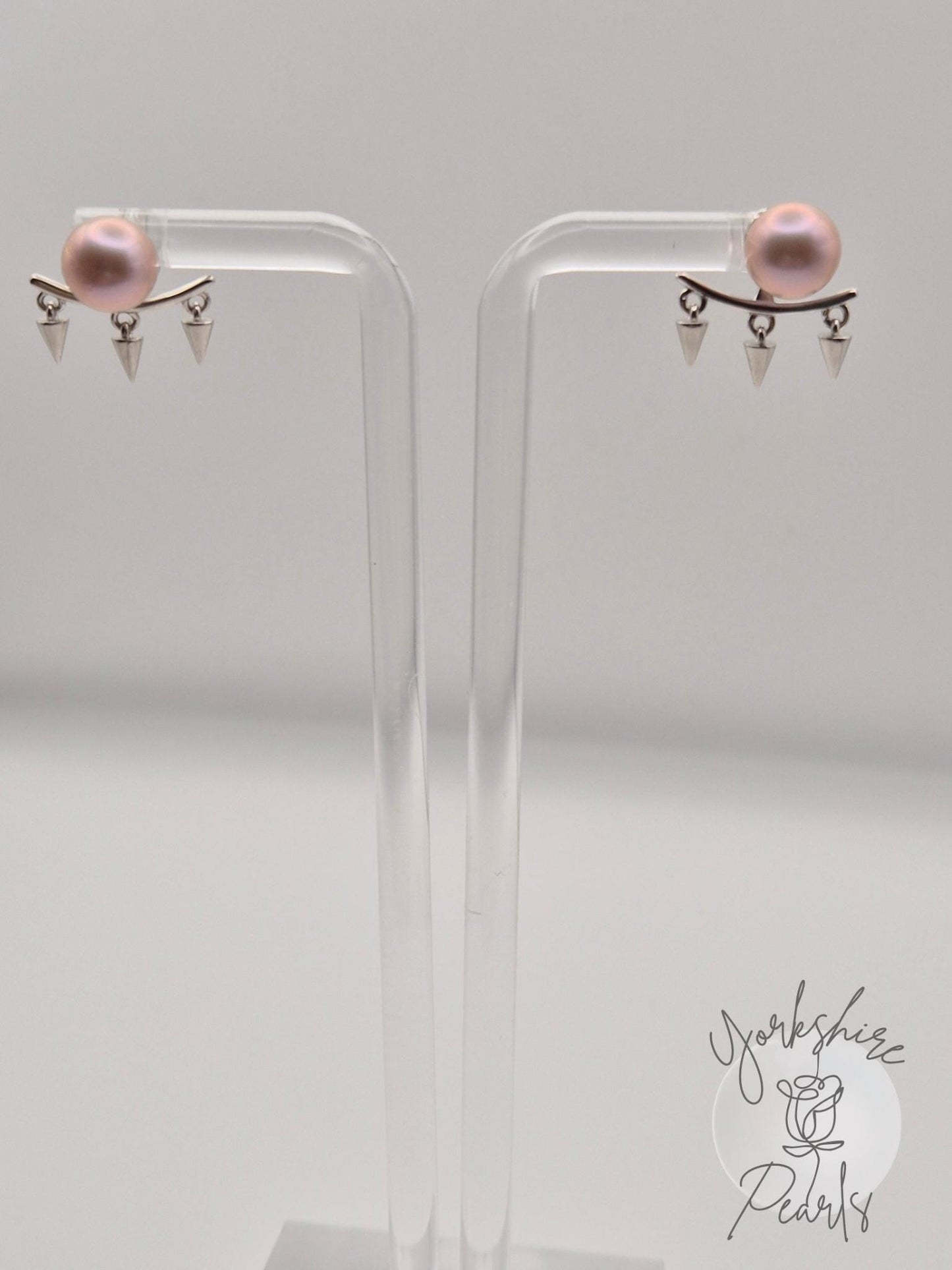 Multi Wear Removable Spike Pearl Stud Earrings - Sterling Silver