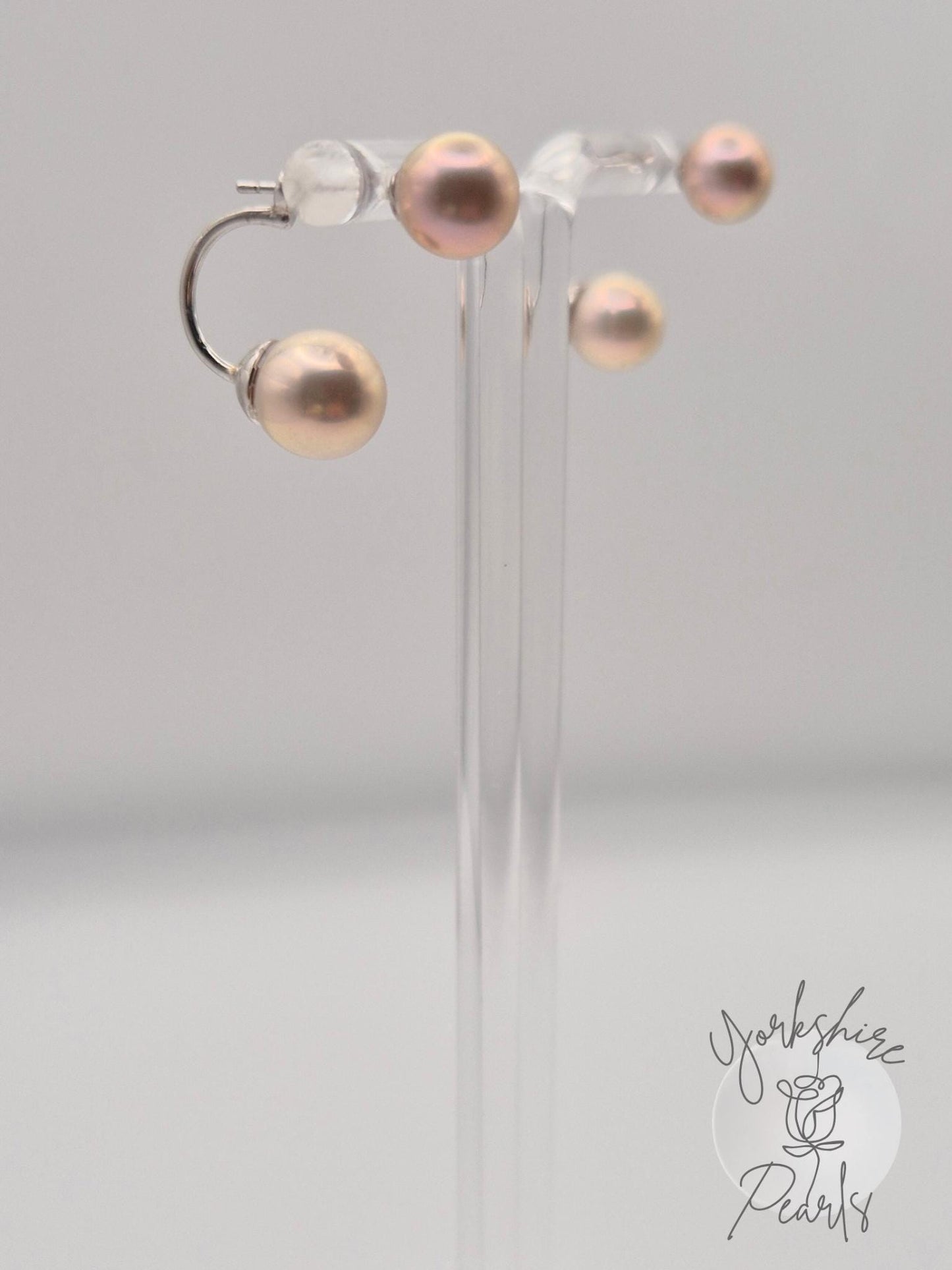 Elegant Convertible Pearl Stud Earrings in Sterling Silver