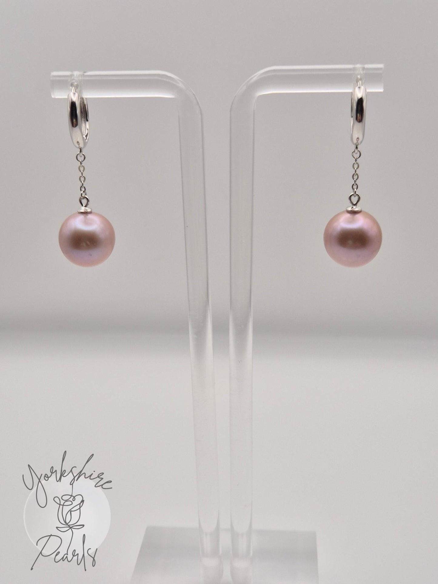 Elegant Edison Pearl Earrings - Sterling Silver Dangle Hoops