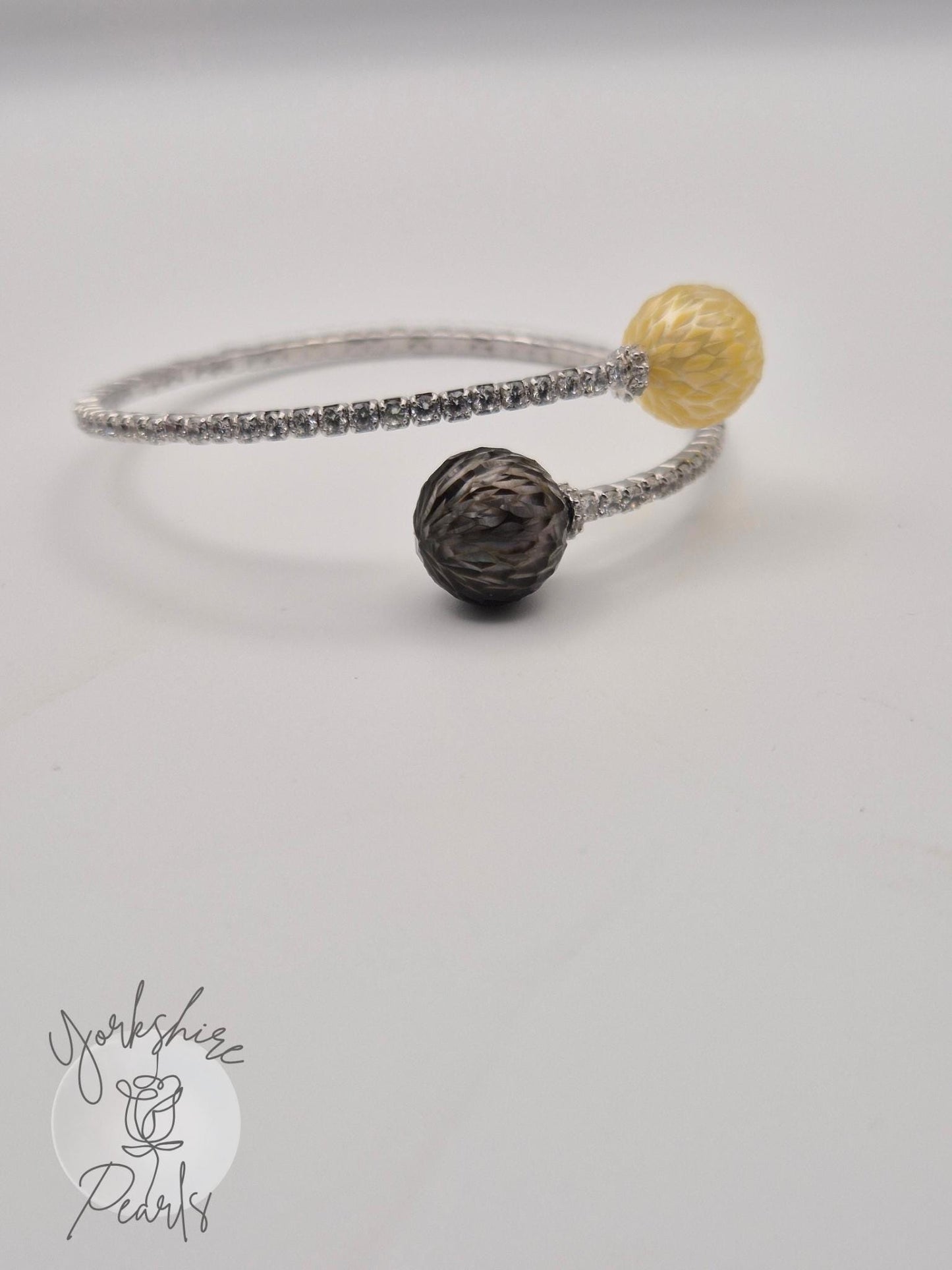 Southsea Golden & Black Tahitian Sterling Silver Sparkle Bangle