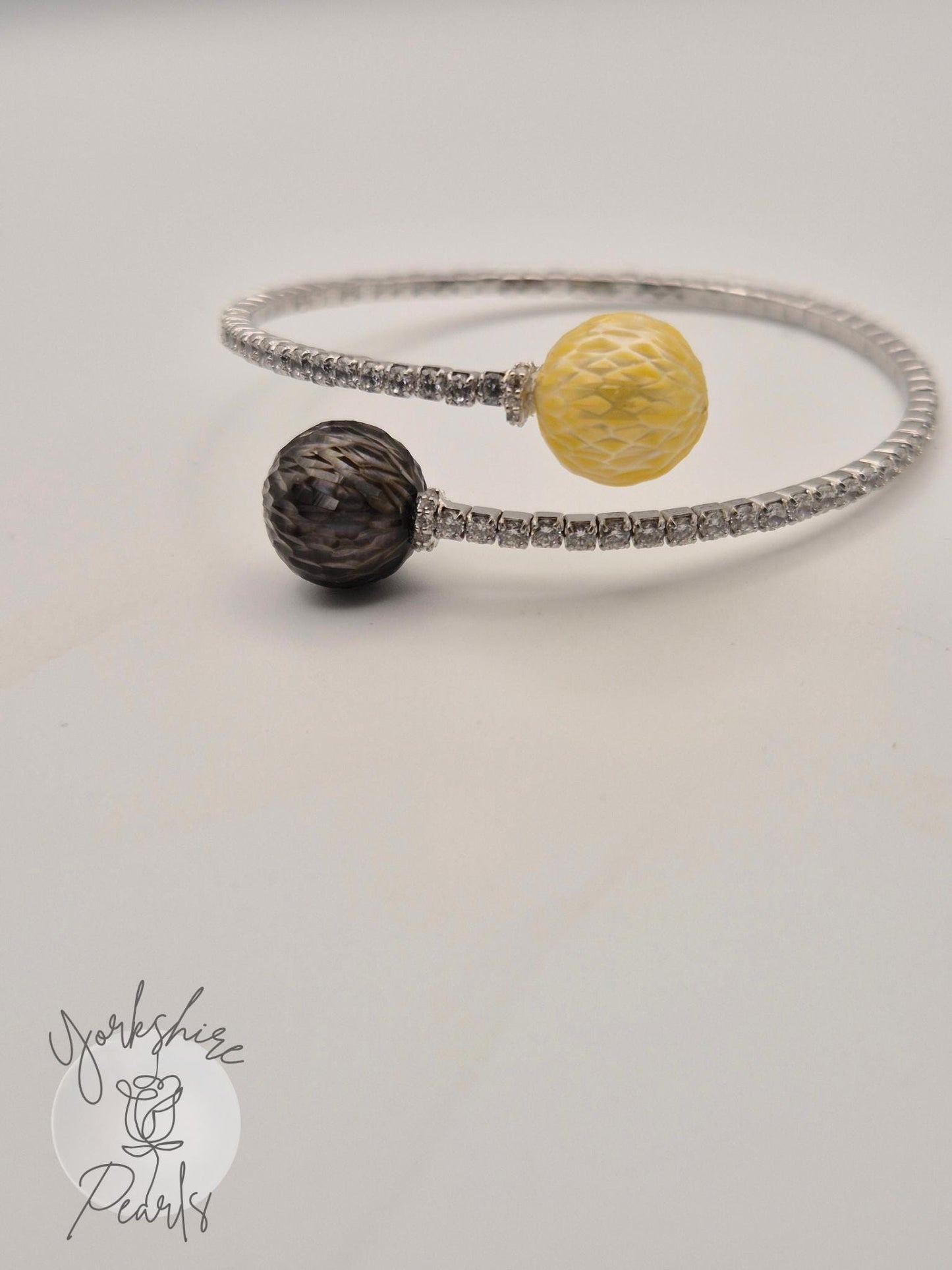 Southsea Golden & Black Tahitian Sterling Silver Sparkle Bangle