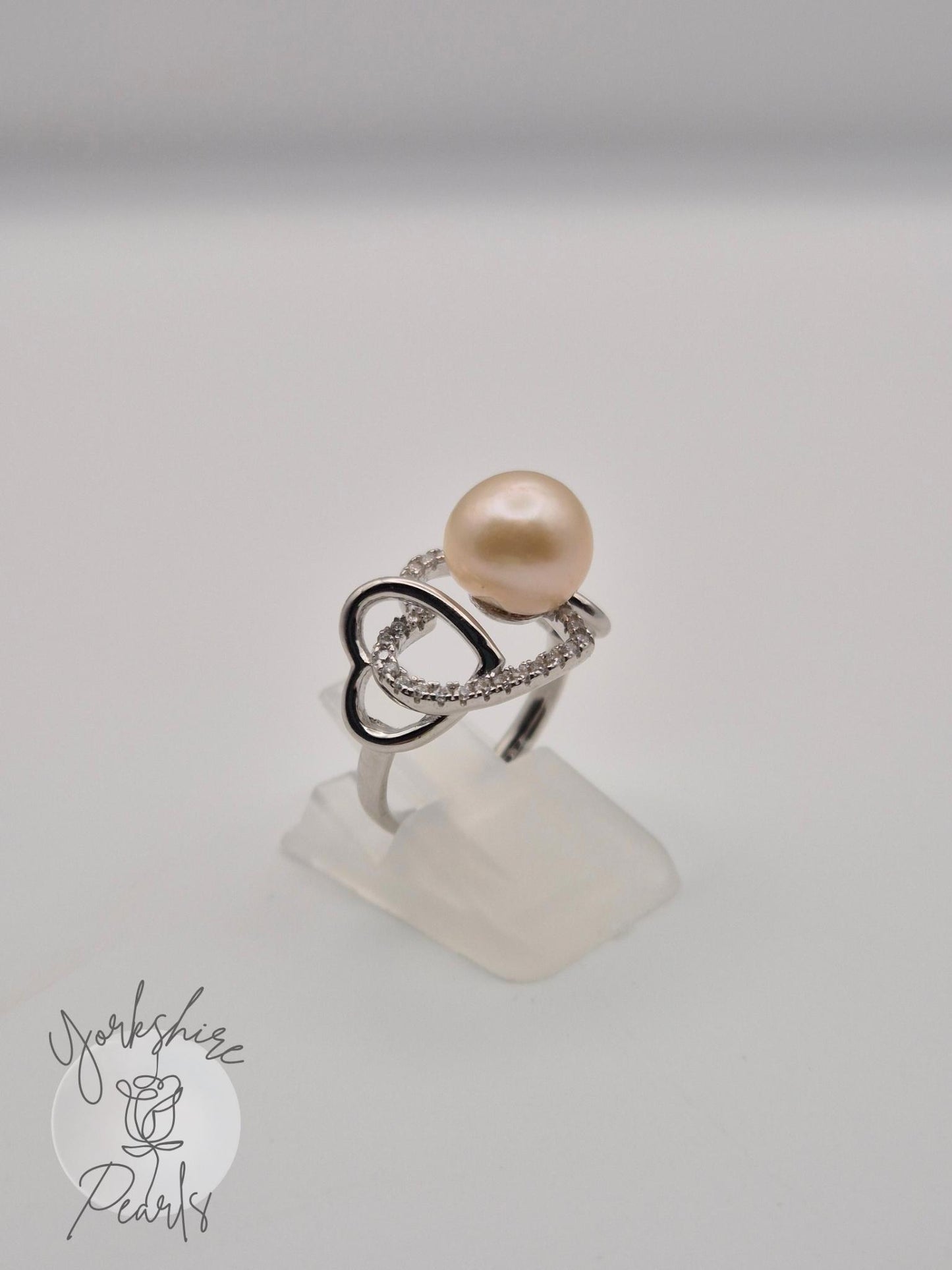 Infinity Heart Edison Pearl Ring - Sterling Silver