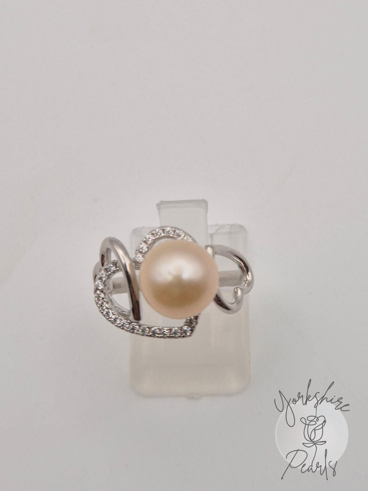 Infinity Heart Edison Pearl Ring - Sterling Silver