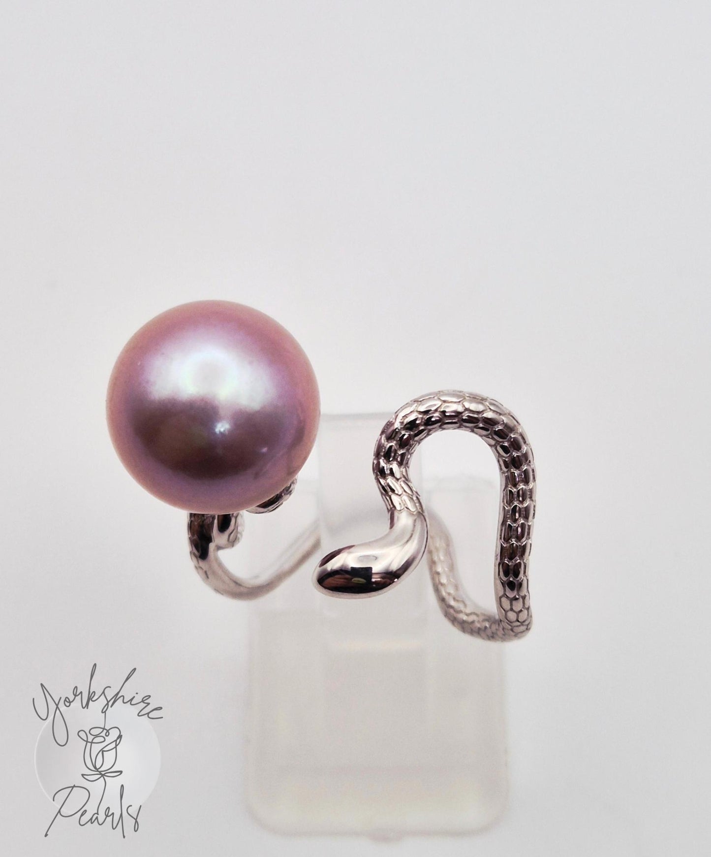 Edison Pearl Twisted Snake Ring - Sterling Silver