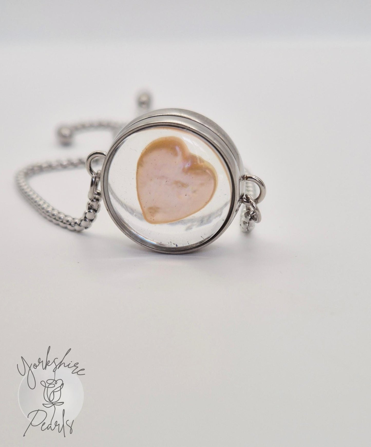 Locket Bracelet With Heart Shaped Pearl