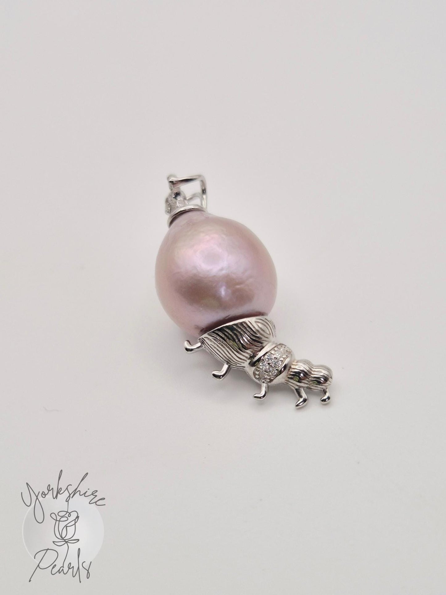 Sterling Silver Baroque Pearl Caterpillar Pendant