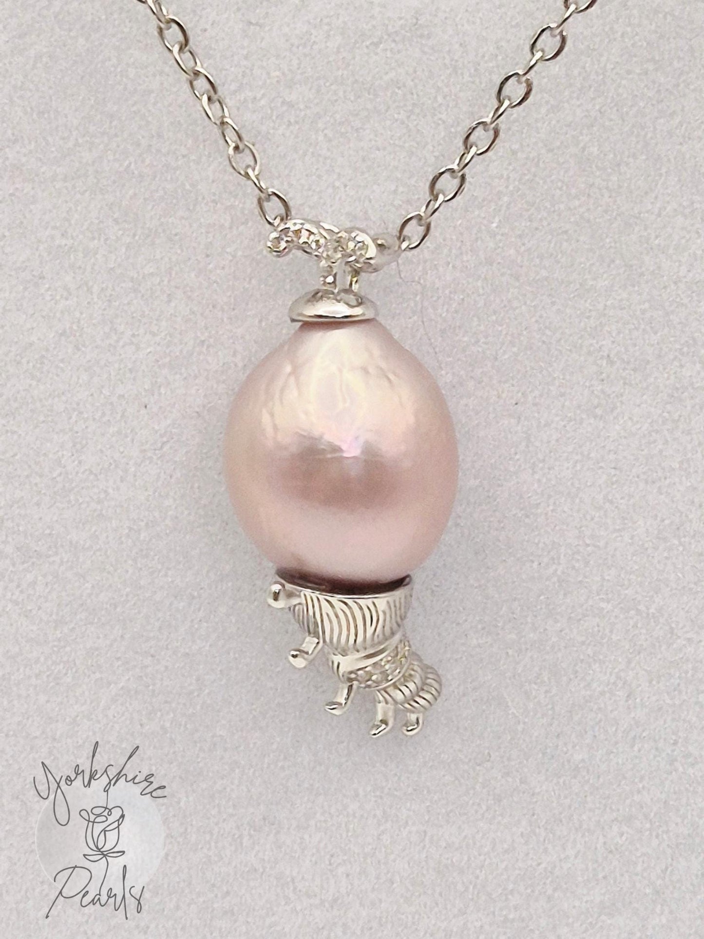 Sterling Silver Baroque Pearl Caterpillar Pendant